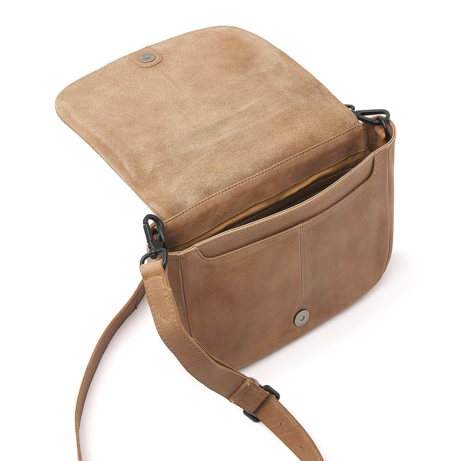 dR Amsterdam leren crossbody tas Tampa voor dames 933724 taupe binnenkant