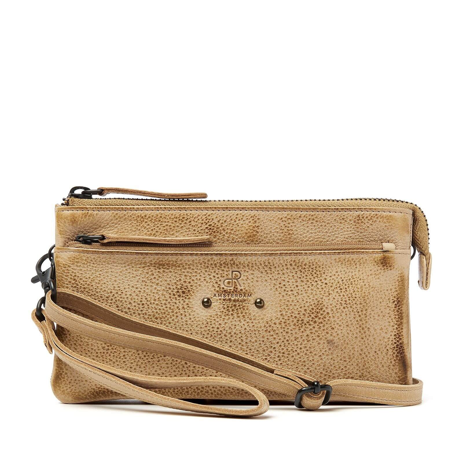 dR Amsterdam leren crossbody tas Tampa voor dames 933731 beige