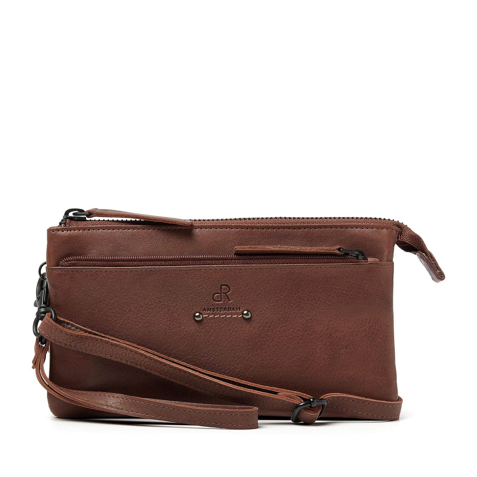 dR Amsterdam leren crossbody tas Tampa voor dames 933731 bruin