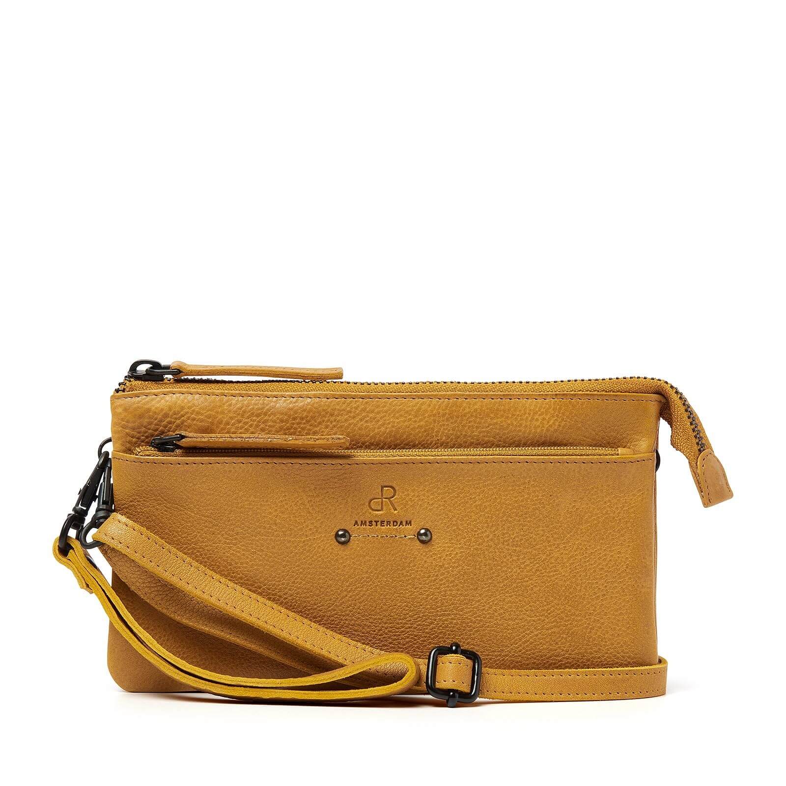 dR Amsterdam leren crossbody tas Tampa voor dames 933731 geel