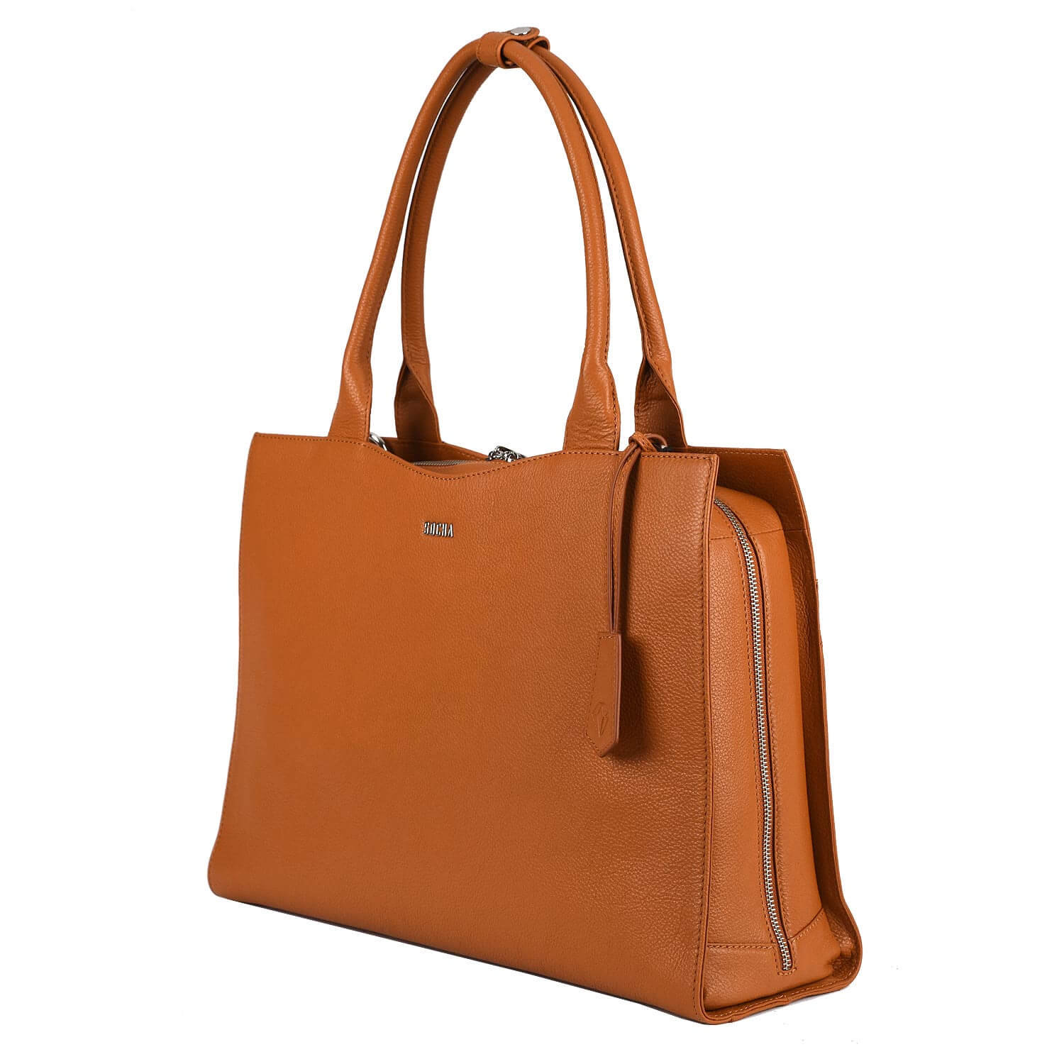 Socha laptoptassen dames Diamond Edition Cognac 15.6″ LI SO-D17 zijkant en voorkant