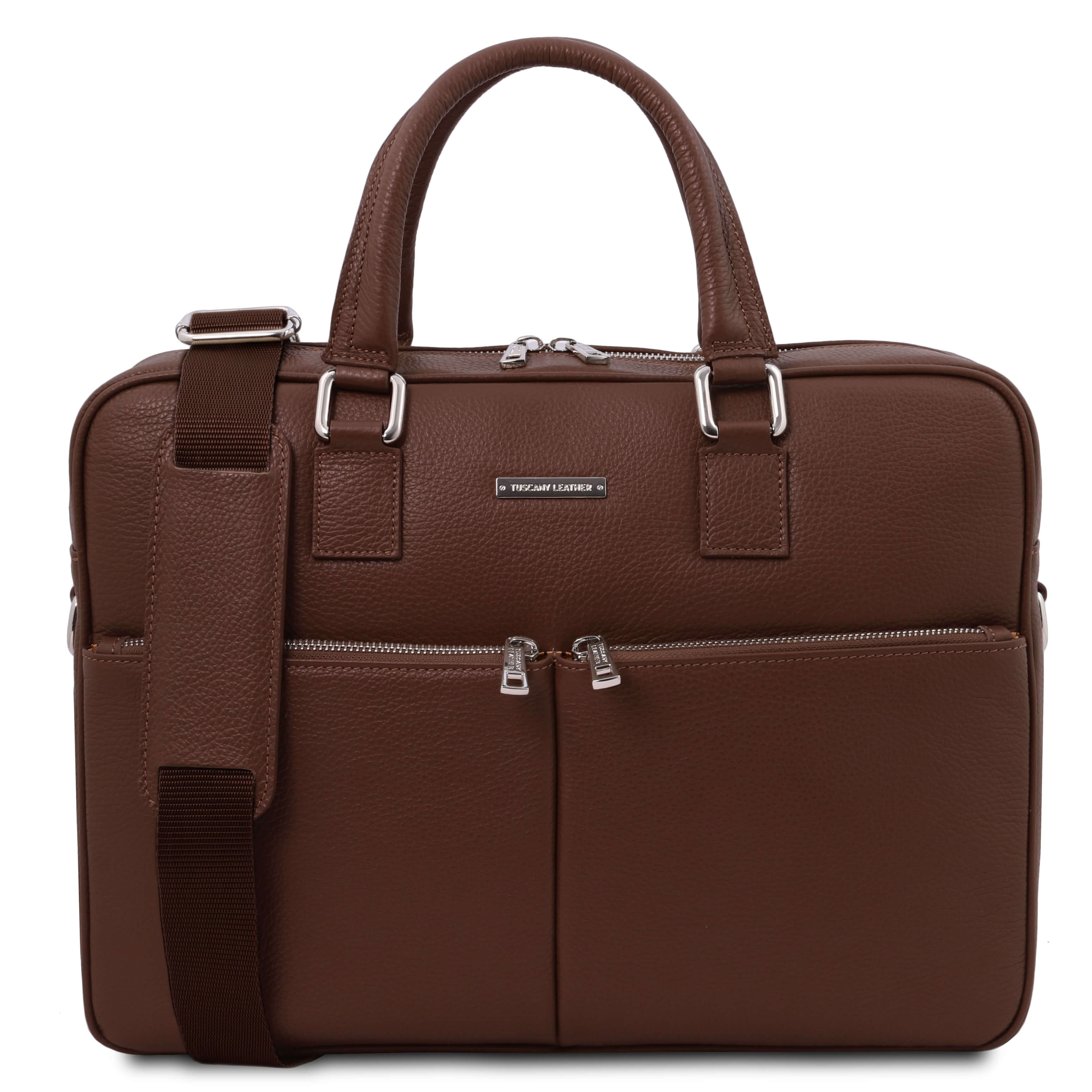 Tuscany Leather leren laptoptas TREVISO voor heren TL141986 bruin 