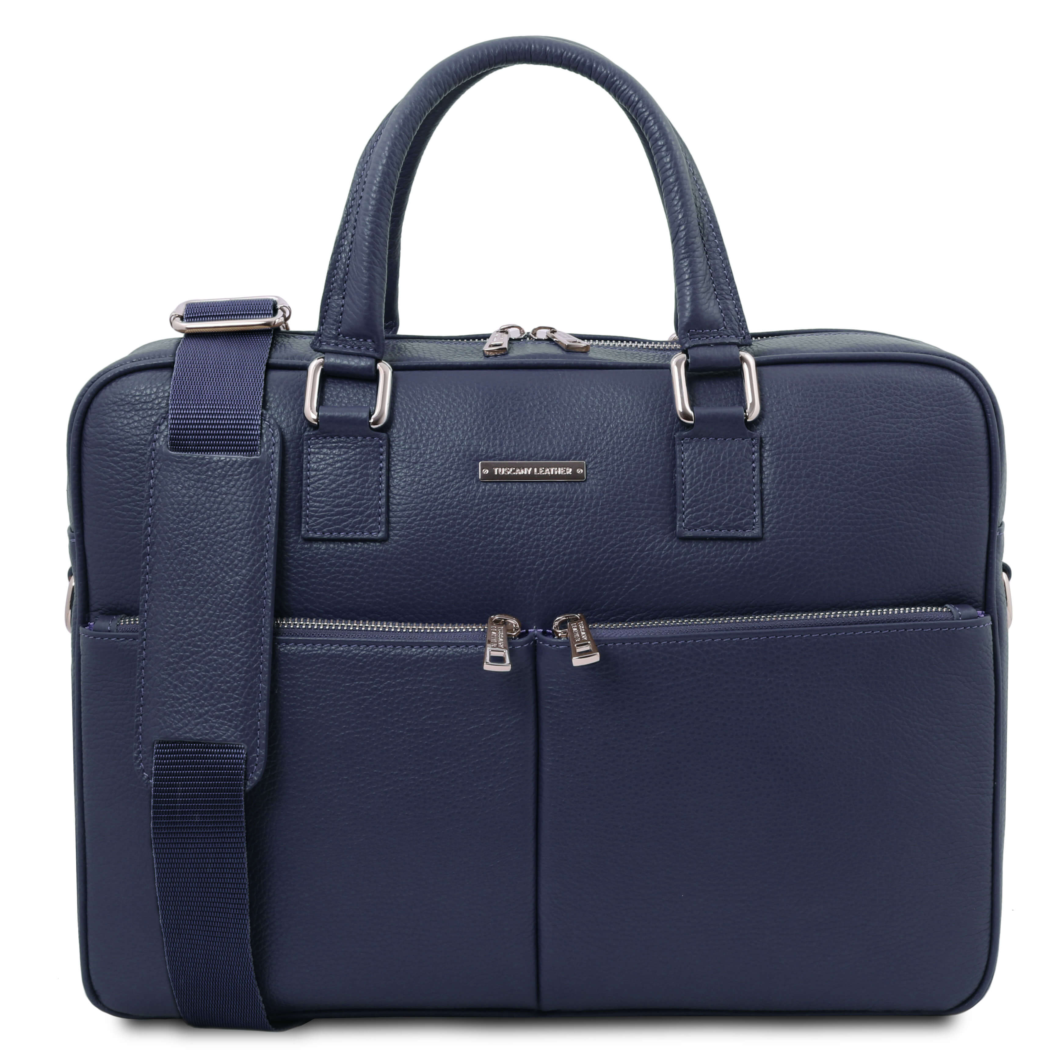 Tuscany Leather leren laptoptas TREVISO voor heren TL141986 donkerblauw