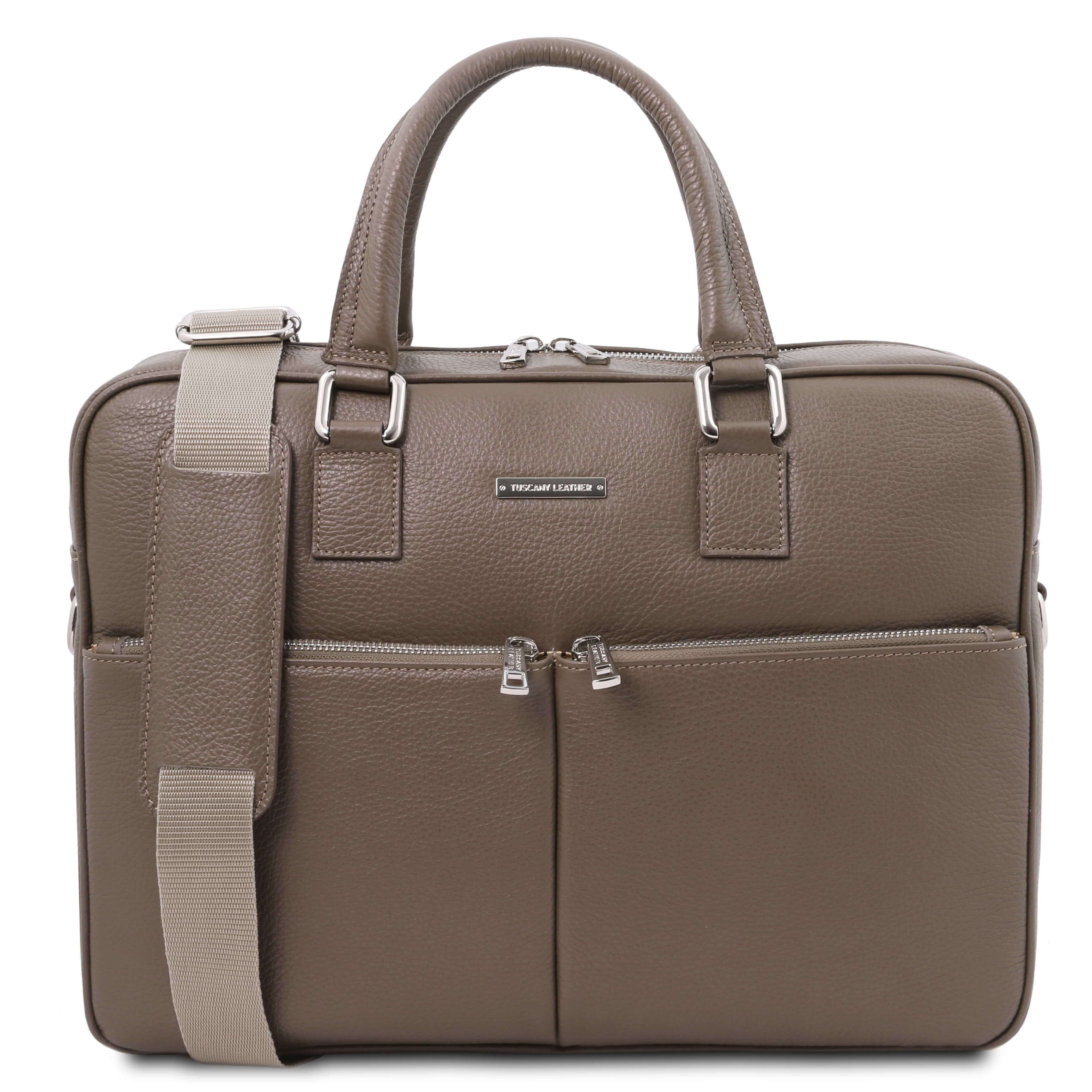 Tuscany Leather leren laptoptas TREVISO voor heren TL141986 taupe