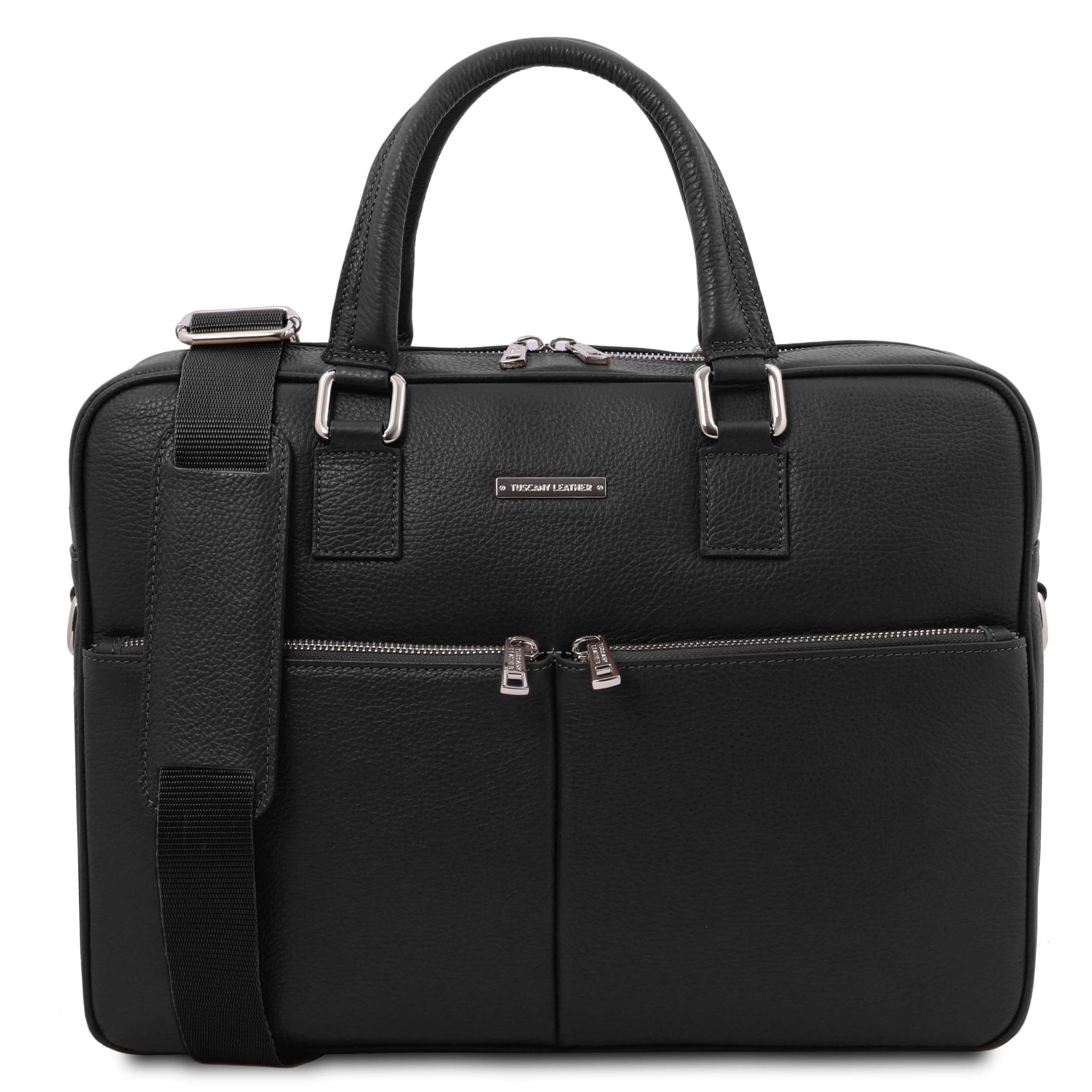 Tuscany Leather leren laptoptas TREVISO voor heren TL141986 zwart