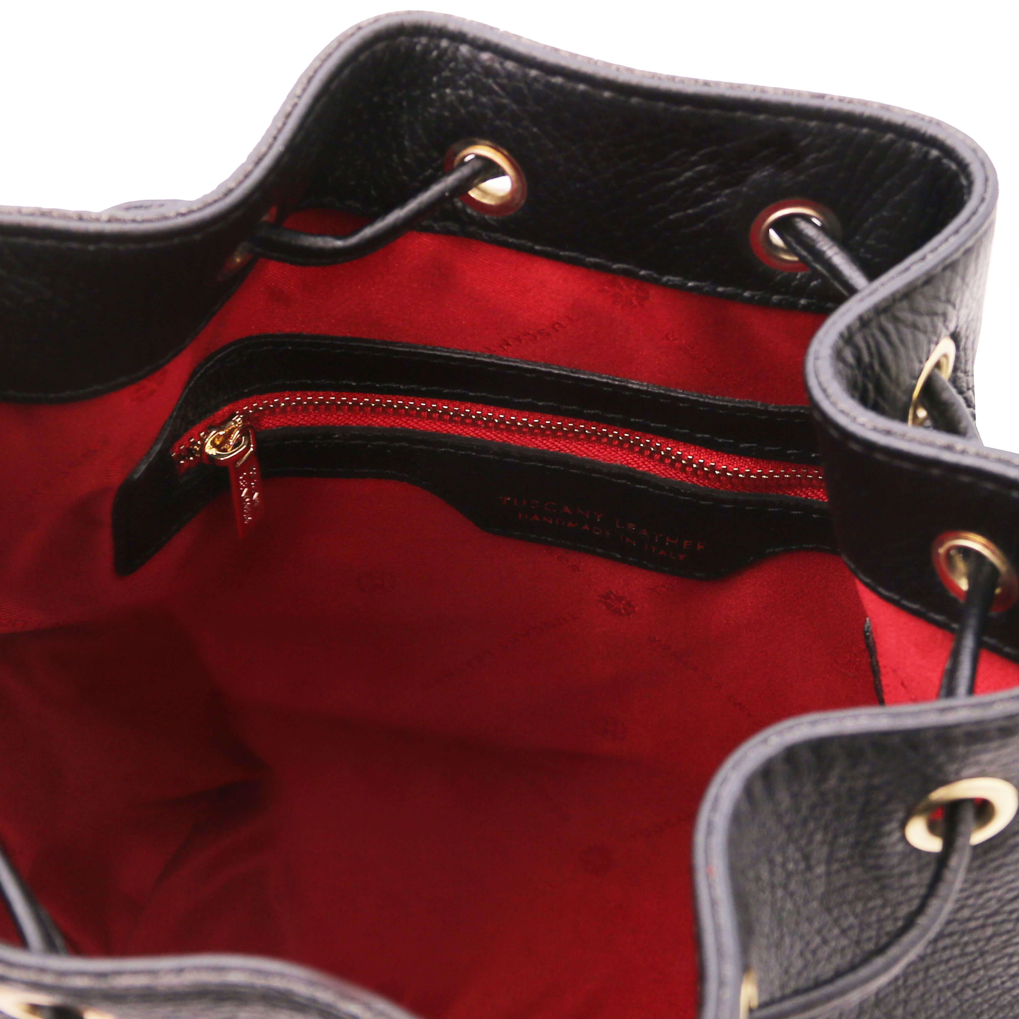 Tuscany Leather leren handtas TL Bag voor dames TL142146 zwart binnenvakken