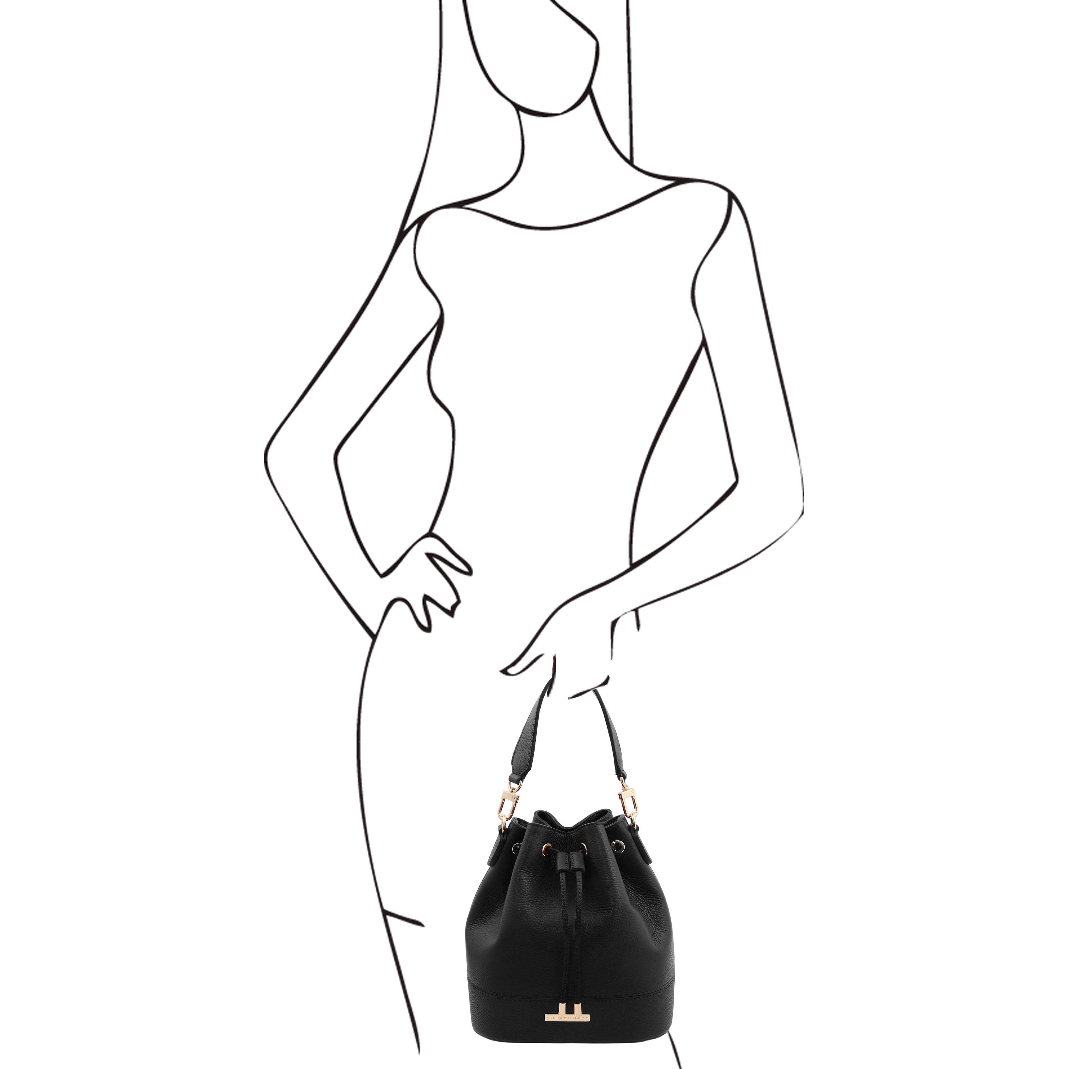 Tuscany Leather leren handtas TL Bag voor dames TL142146 zwart paspop