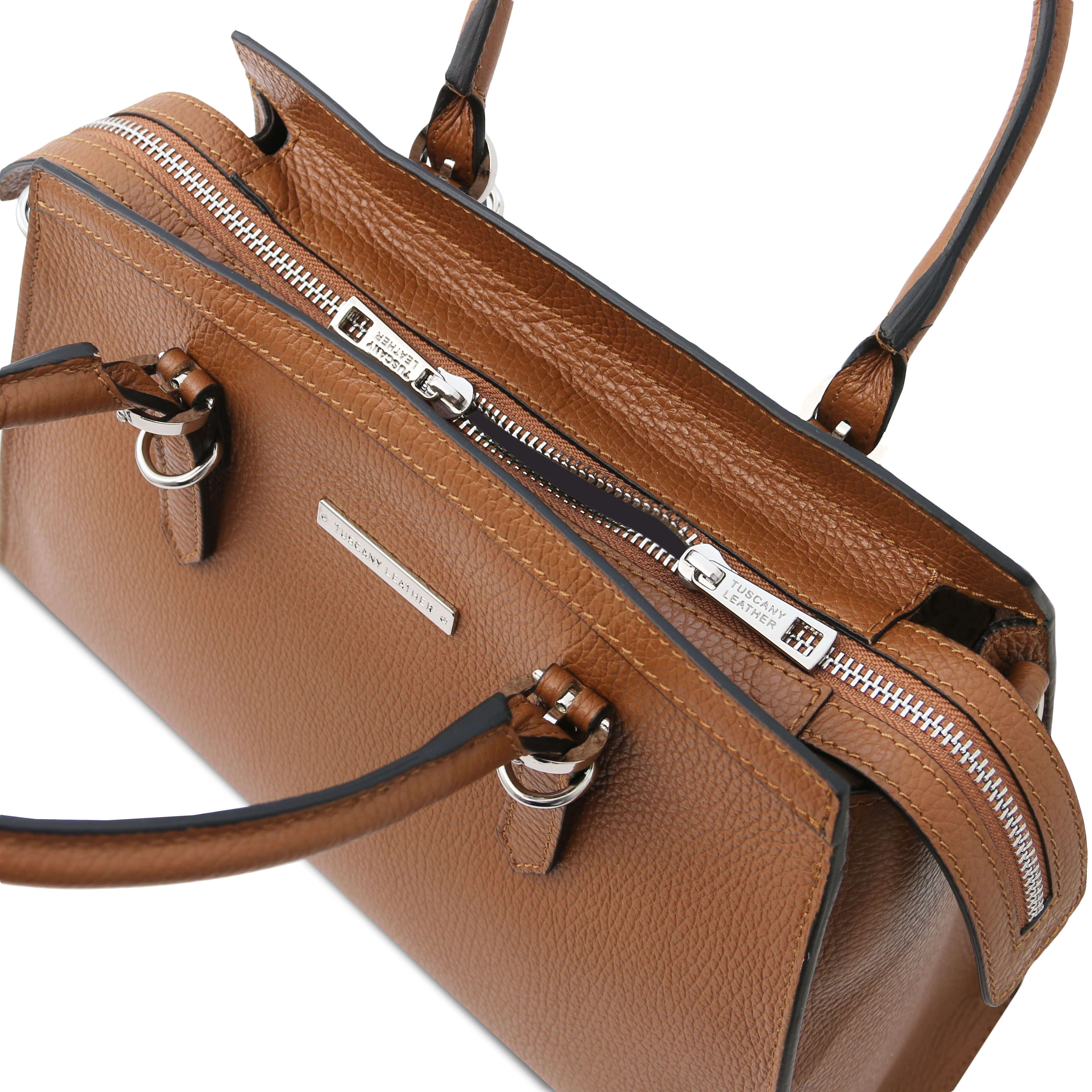 Tuscany Leather Handtassen dames TL Bag TL142147 cognac bovenkant