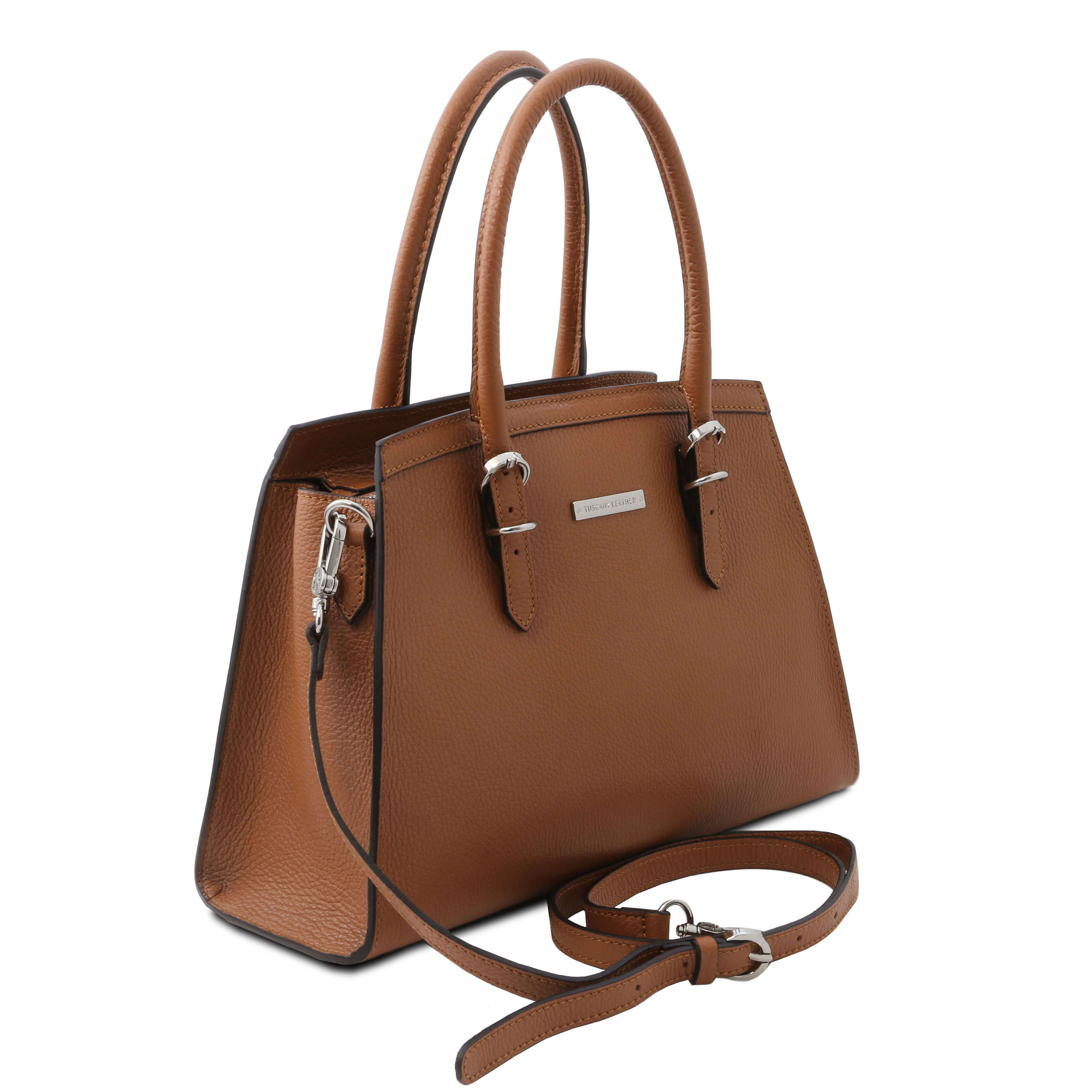 Tuscany Leather Handtassen dames TL Bag TL142147 cognac zijkant