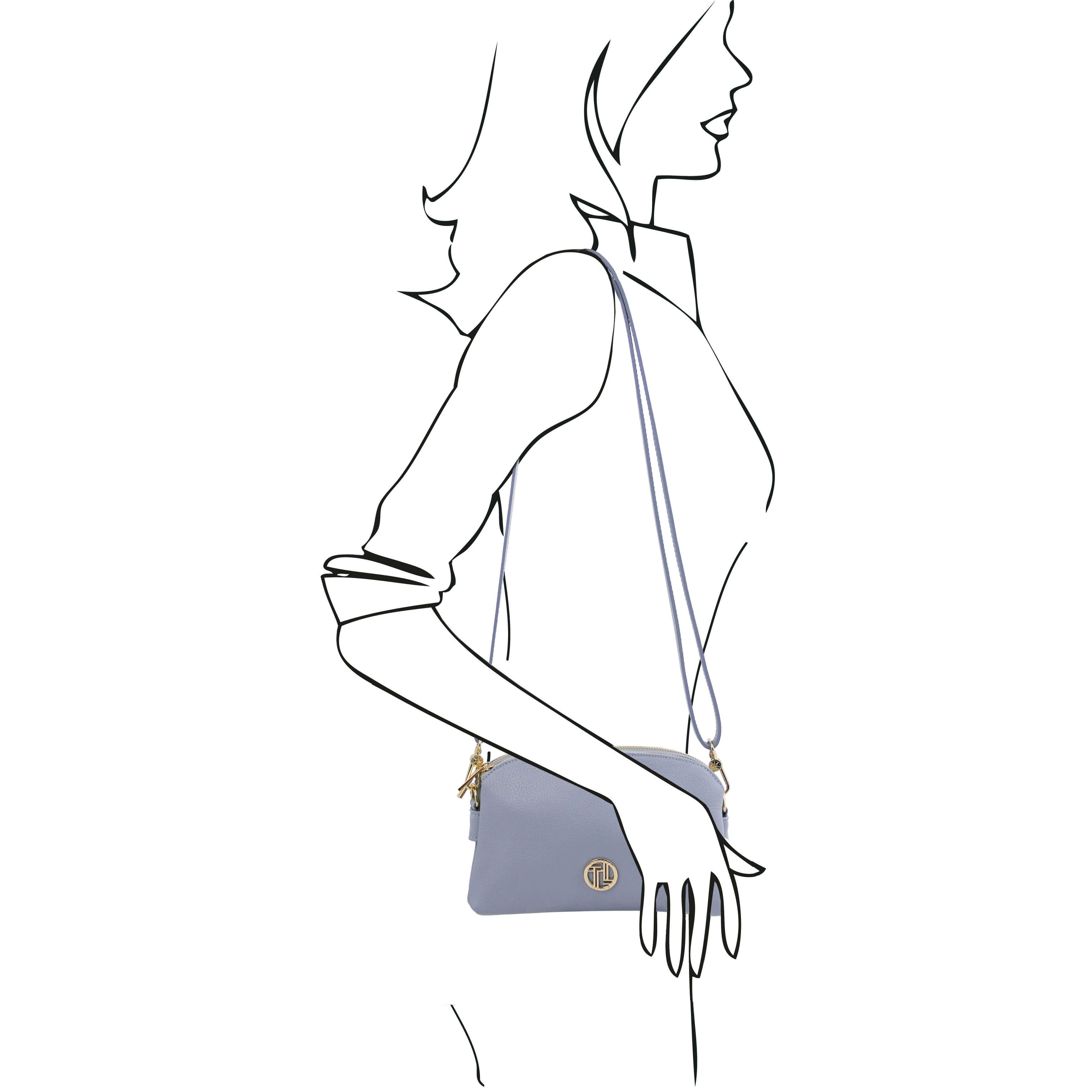 Tuscany Leather leren crossbody tas LILY voor dames TL142375 blauw paspop