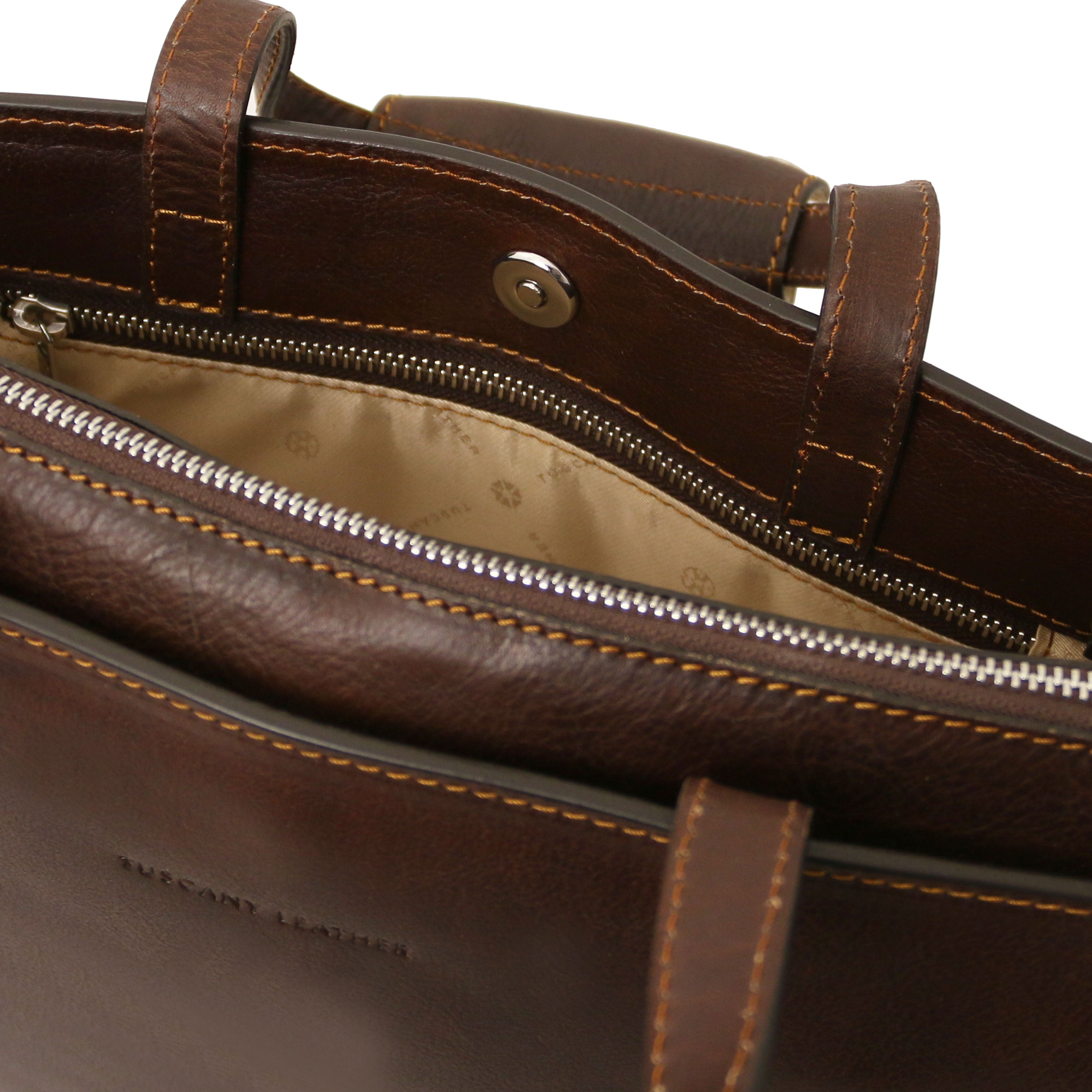 Tuscany Leather aktetassen dames Palermo TL142452 Dark Brown binnenvakken