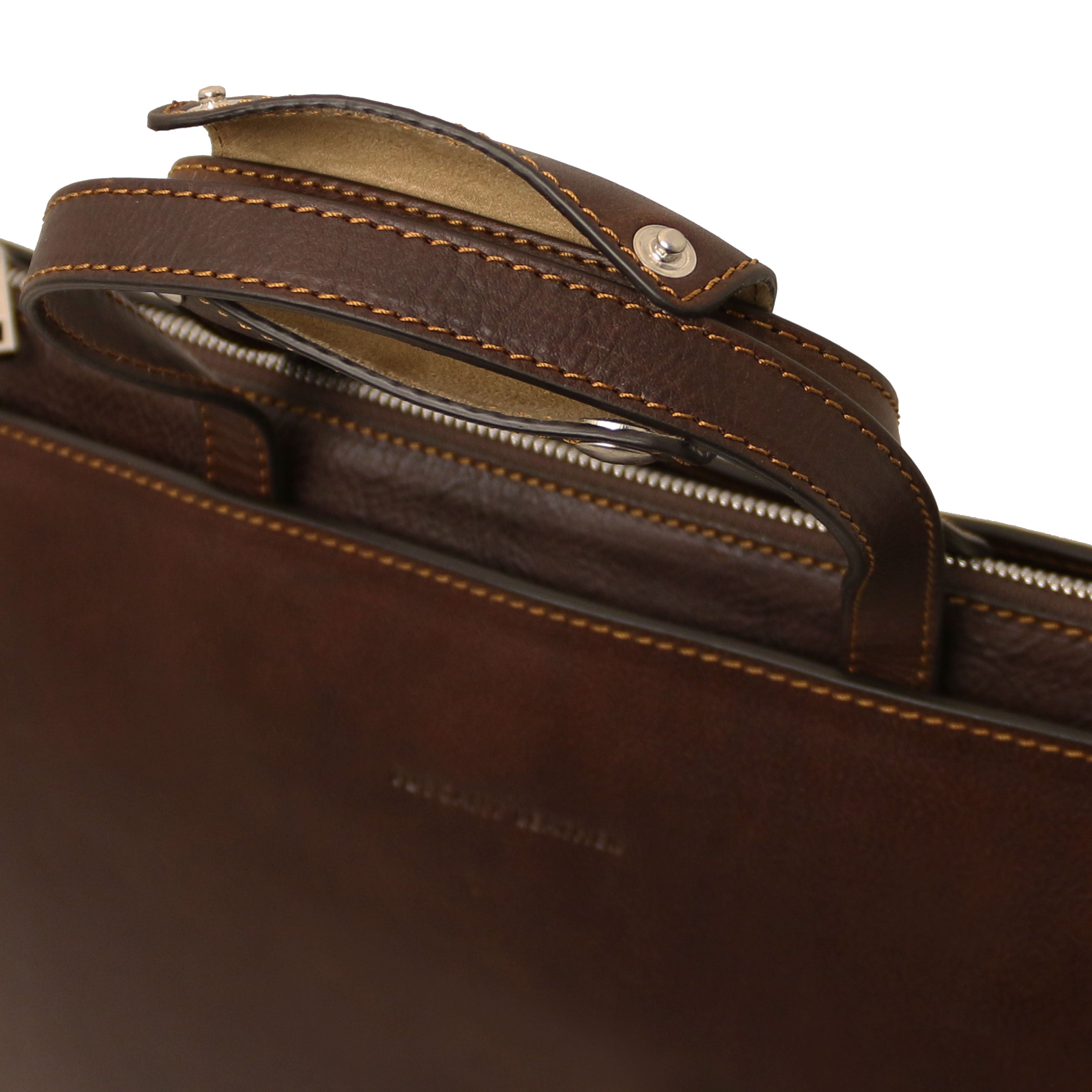 Tuscany Leather aktetassen dames Palermo TL142452 Dark Brown handgreep