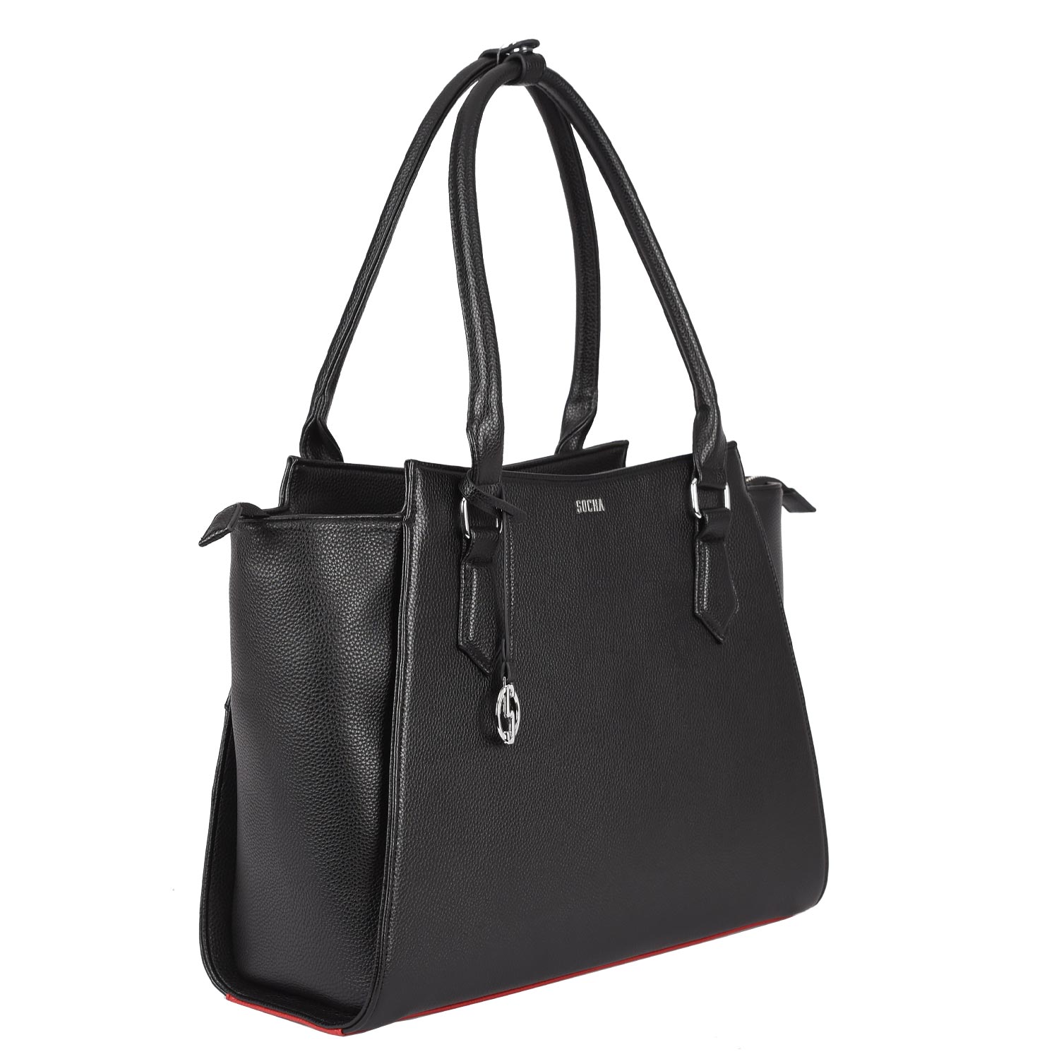 Socha laptoptassen dames Caddy Black 15.6″ RB zijkant en voorkant