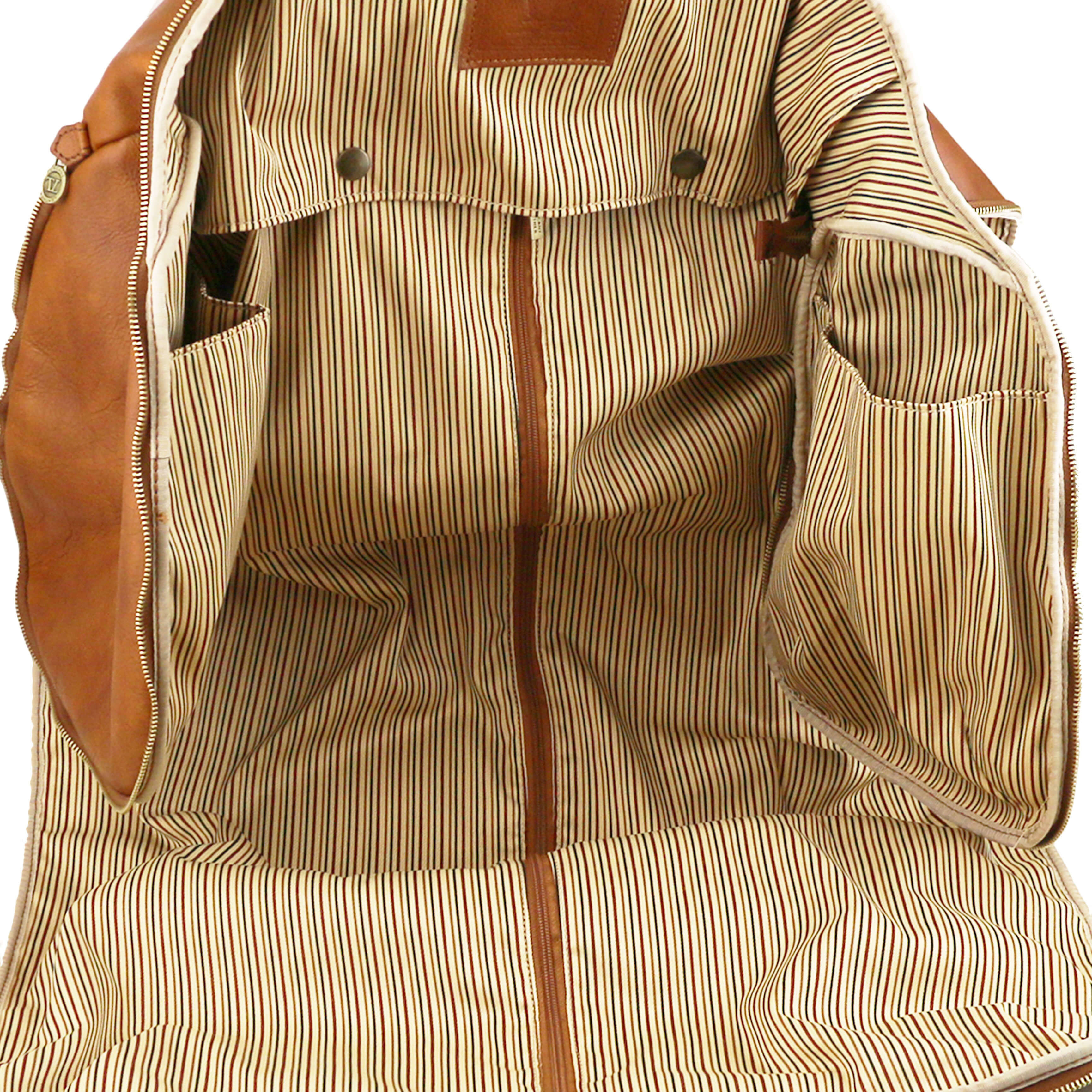 Tuscany Leather leren reistas / kledingtas Antigua voor dames en heren tl142341 cognac binnenkant
