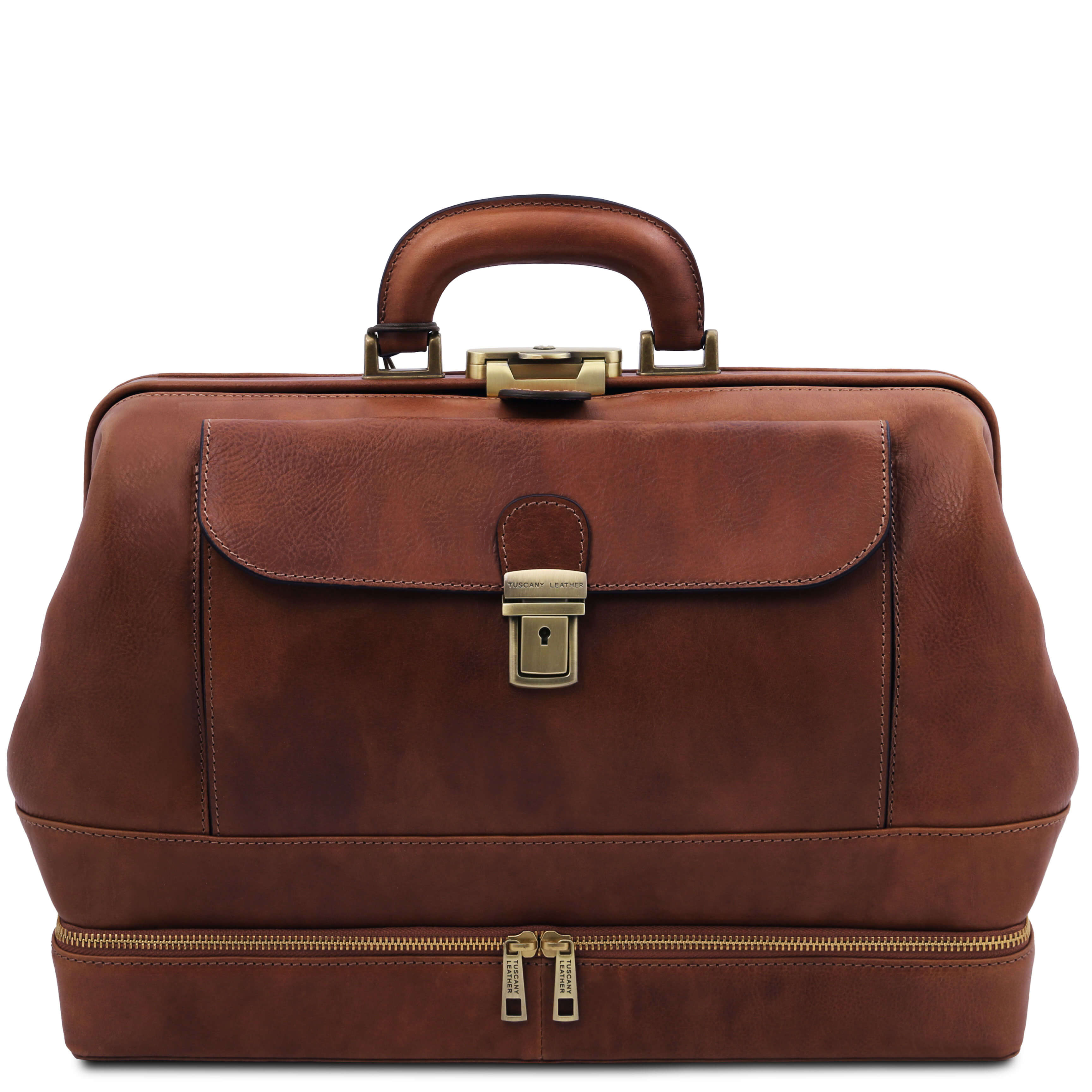 Tuscany Leather exclusieve leren dokterstas met dubbele bodem GIOTTO tl142344 bruin