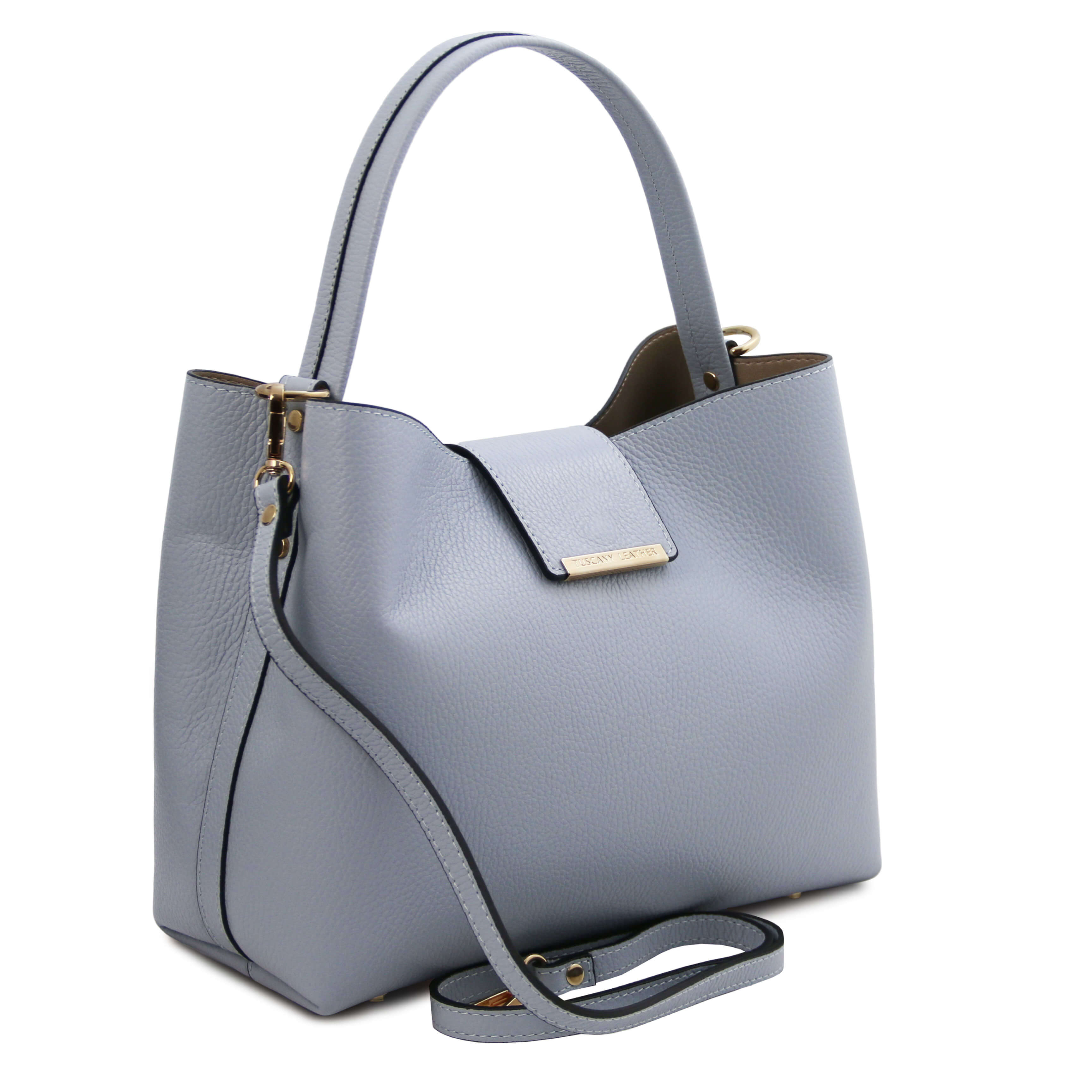 Tuscany Leather leren Handtas CLIO voor dames tl142356 licht blauw zijkant