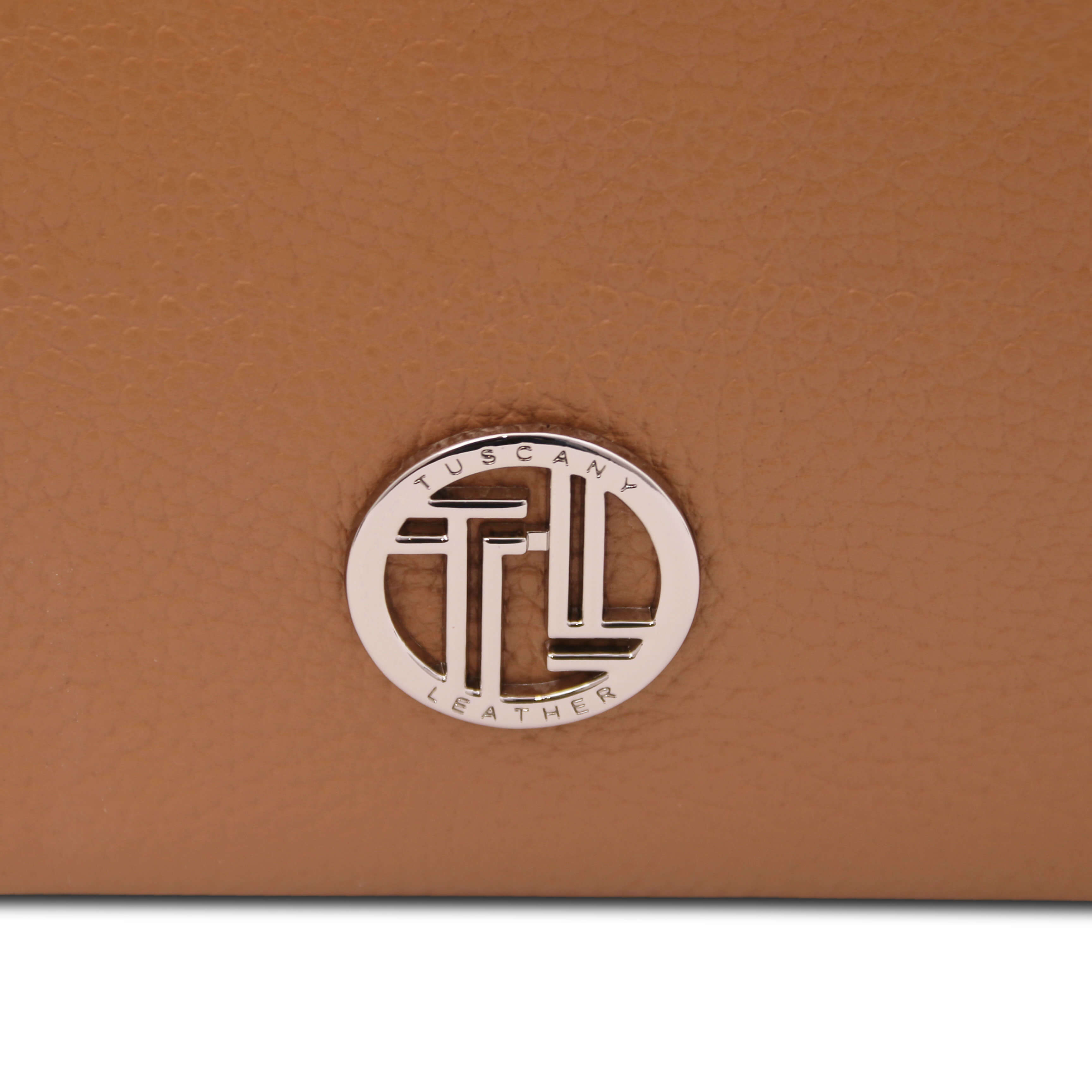 Tuscany Leather leren schoudertas CHARLOTTE voor dames tl142362 cognac logo