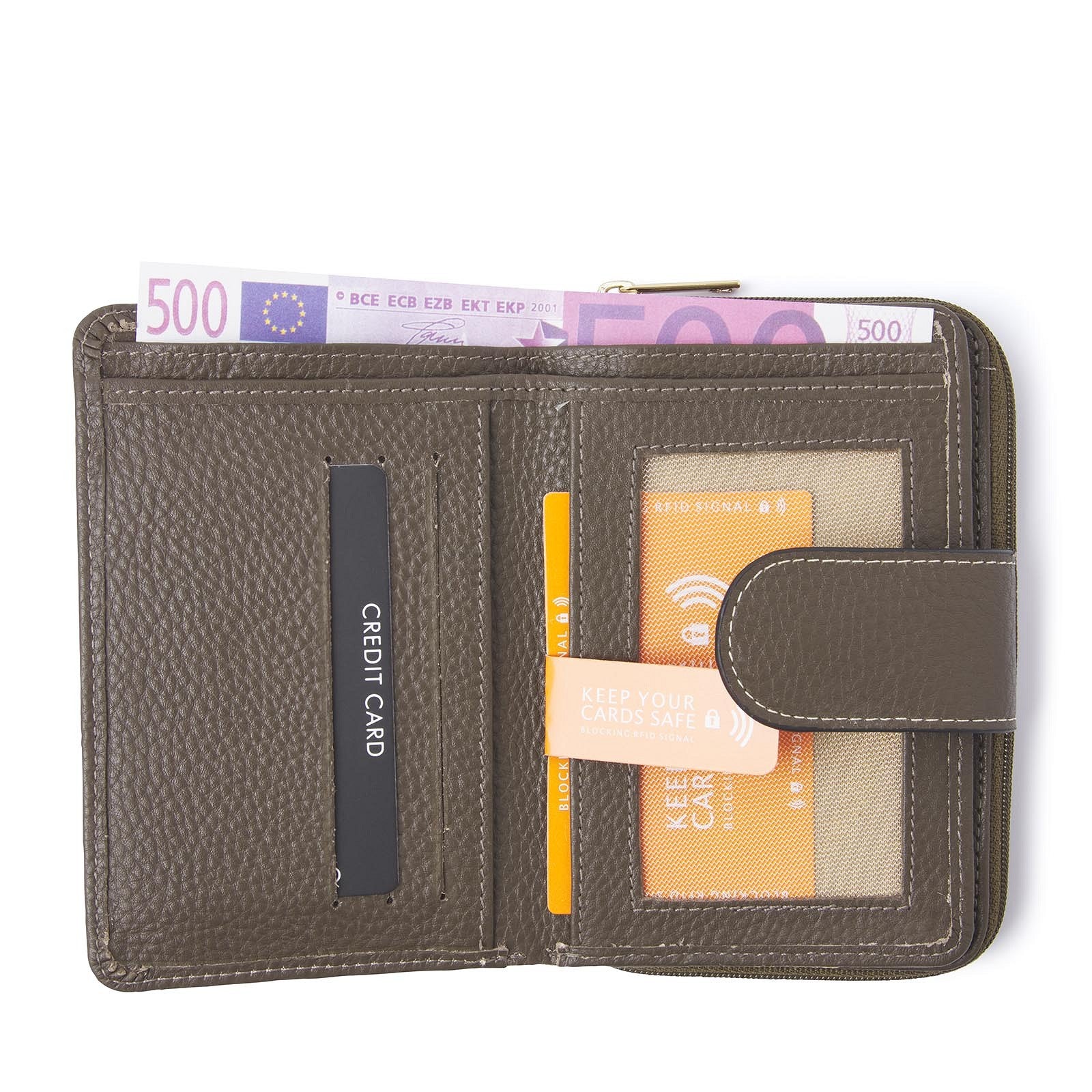 dR Amsterdam portemonnee leer Mint kleur donkertaupe binnenkant