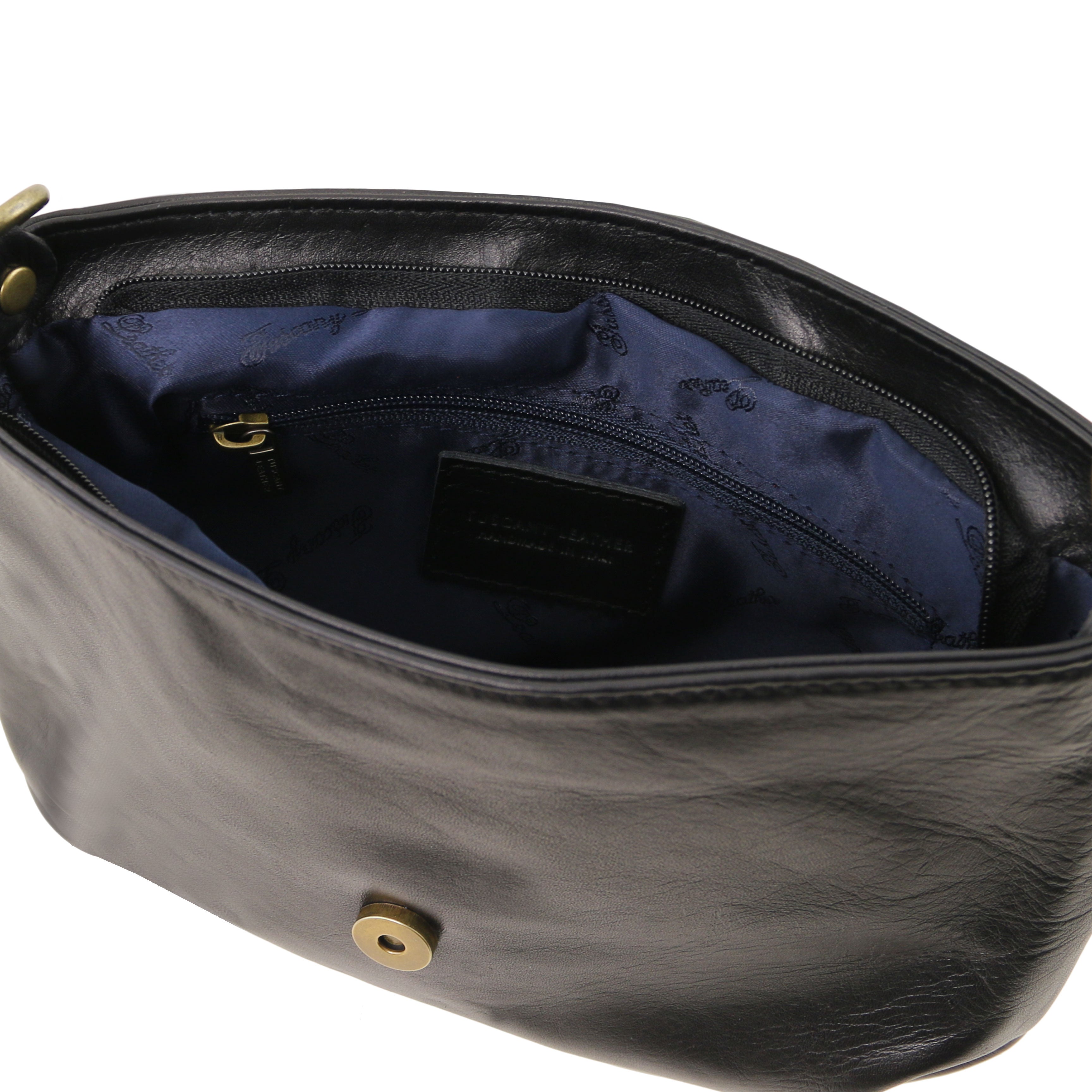 Tuscany Leather TL Bag dames crossbody tas van zacht leer met kwastje binnenkant tas zwart
