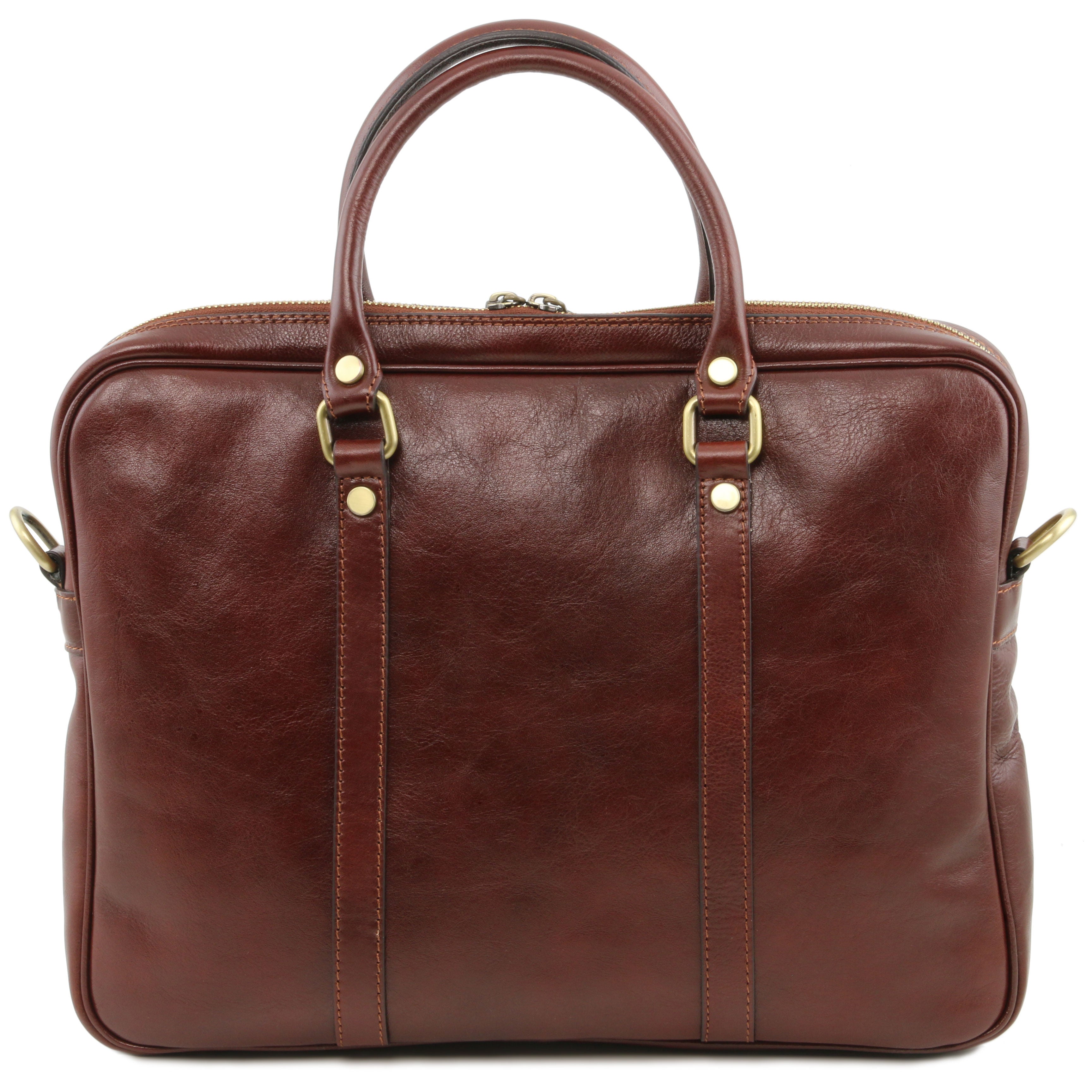 Tuscany Leather laptoptas Prato bruin achterkant