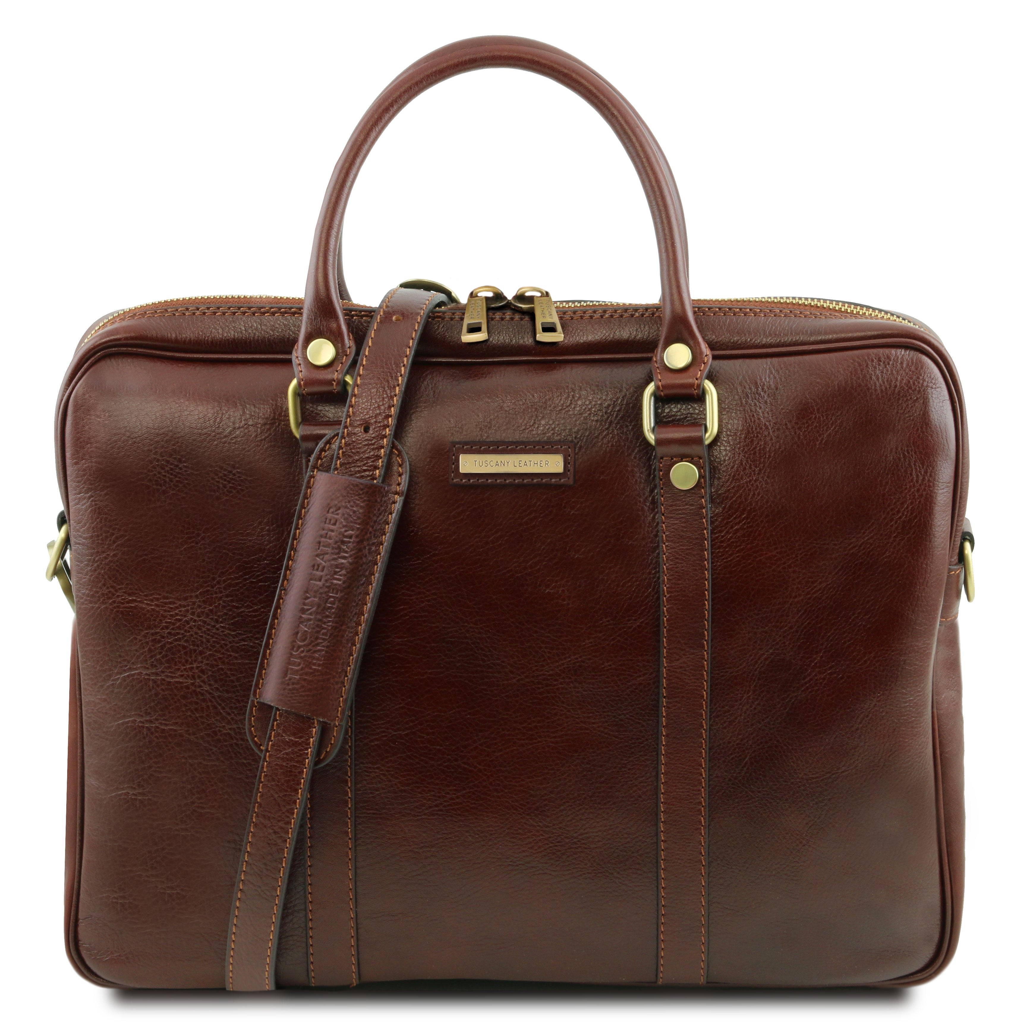 Tuscany Leather laptoptas Prato bruin