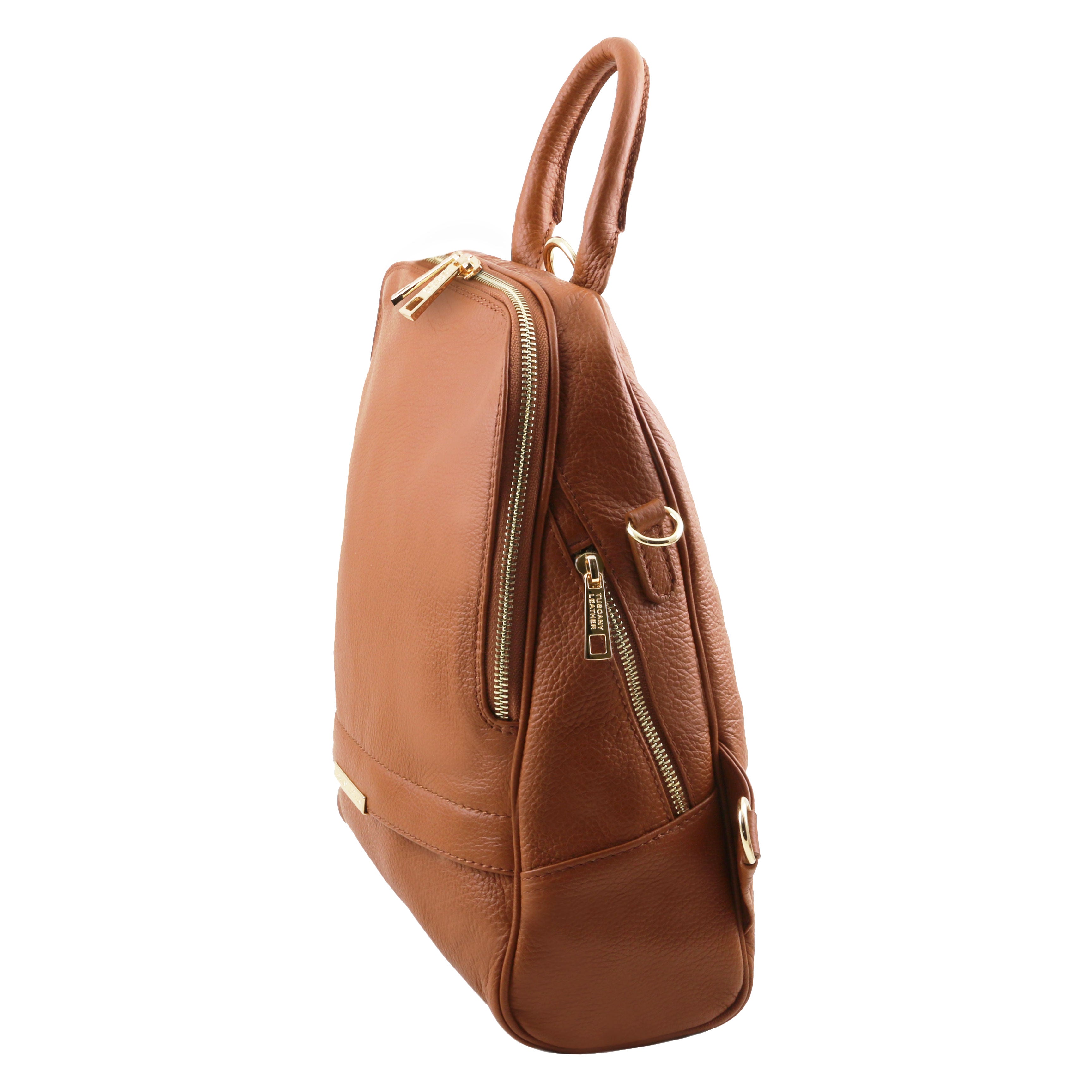 Tuscany Leather rugtas leer TL Bag cognac zijkant