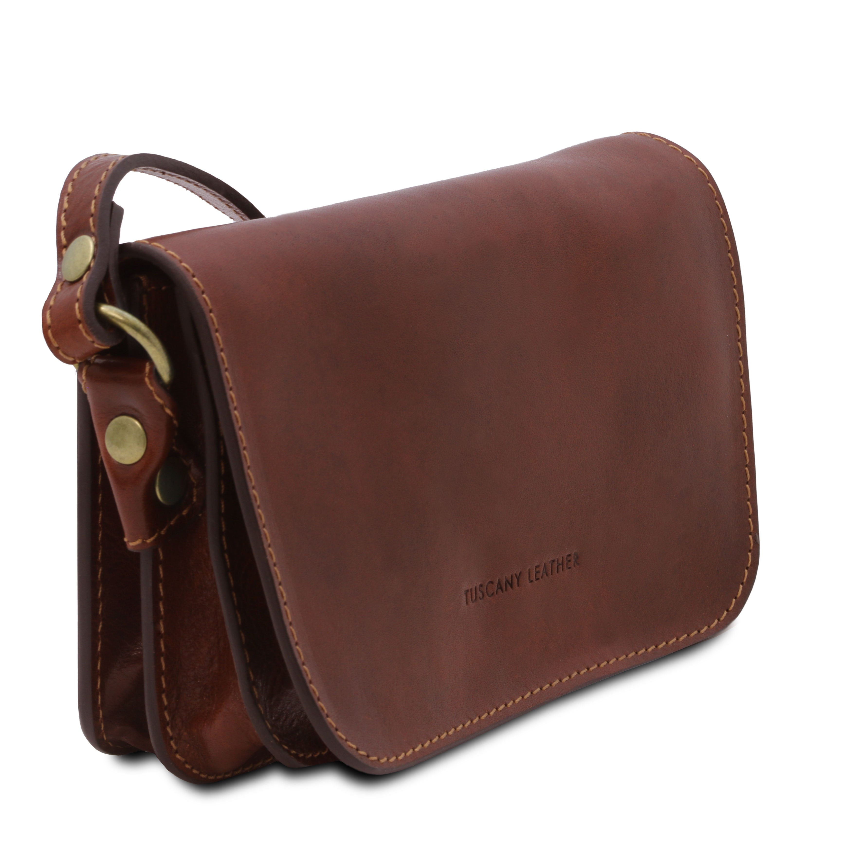 Tuscany Leather schoudertas leer Carmen TL141713 bruin zijkant