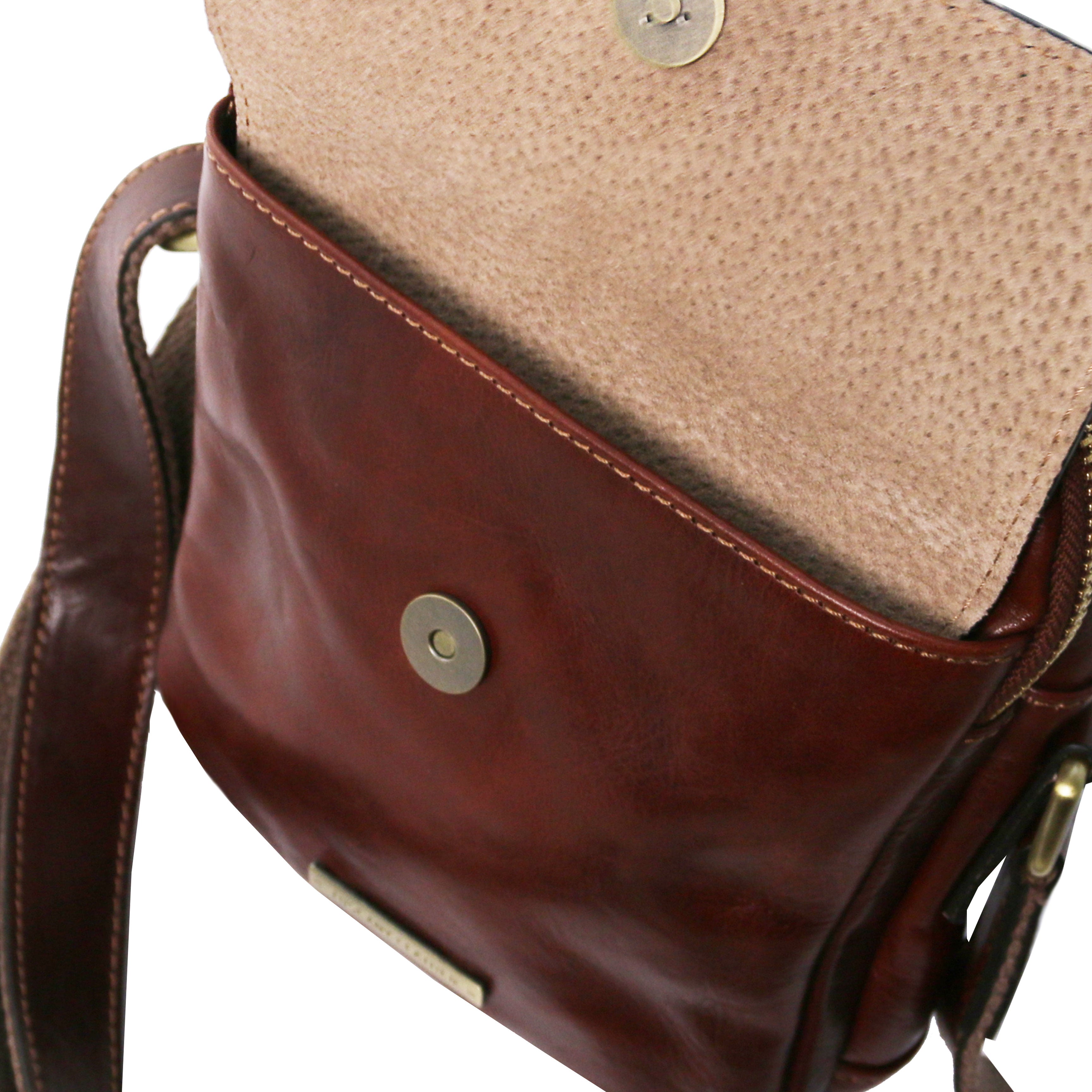 Tuscany Leather crossbody tas bruin sluiting