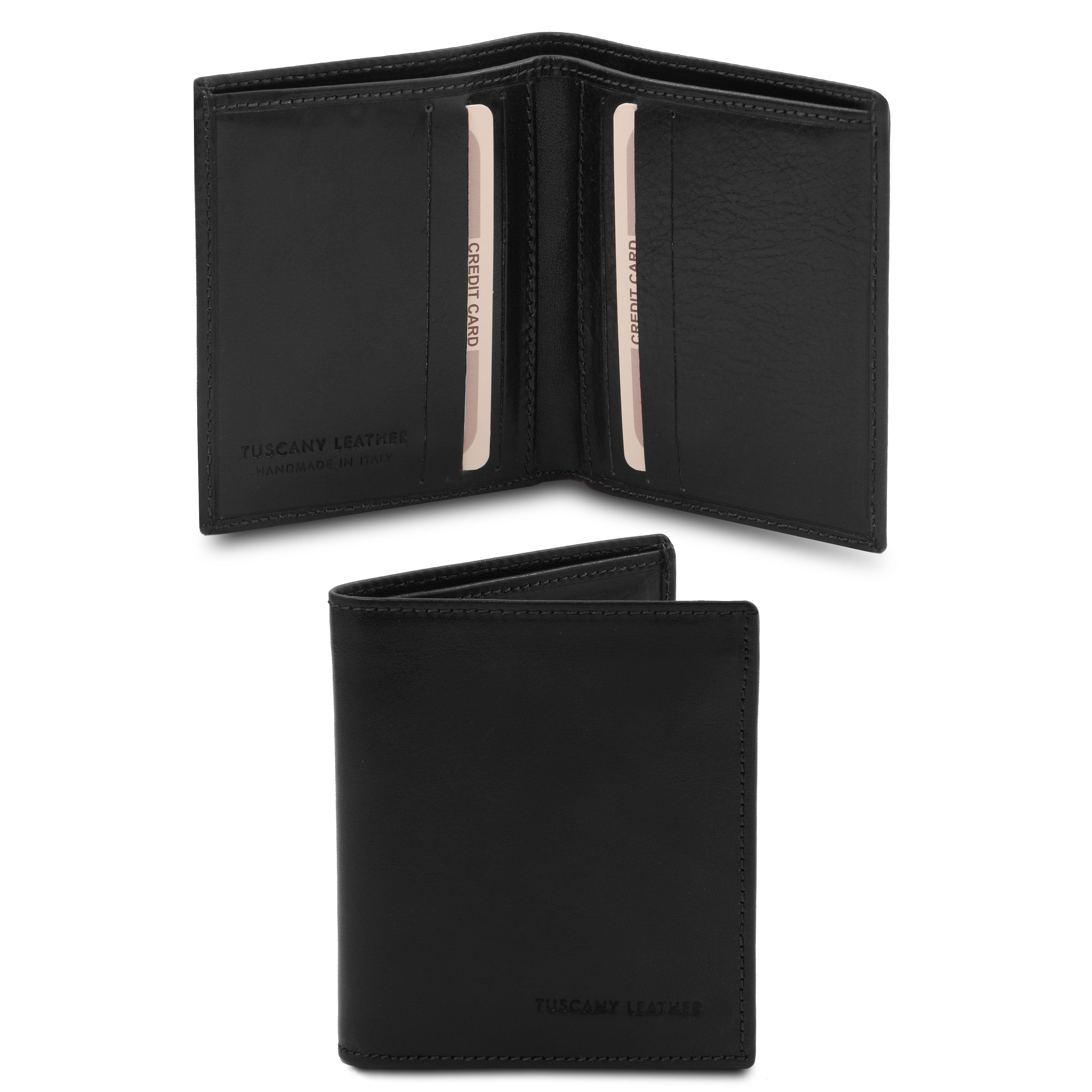 Tuscany Leather exclusieve twee voudige leren portemonnee voor heren zwart