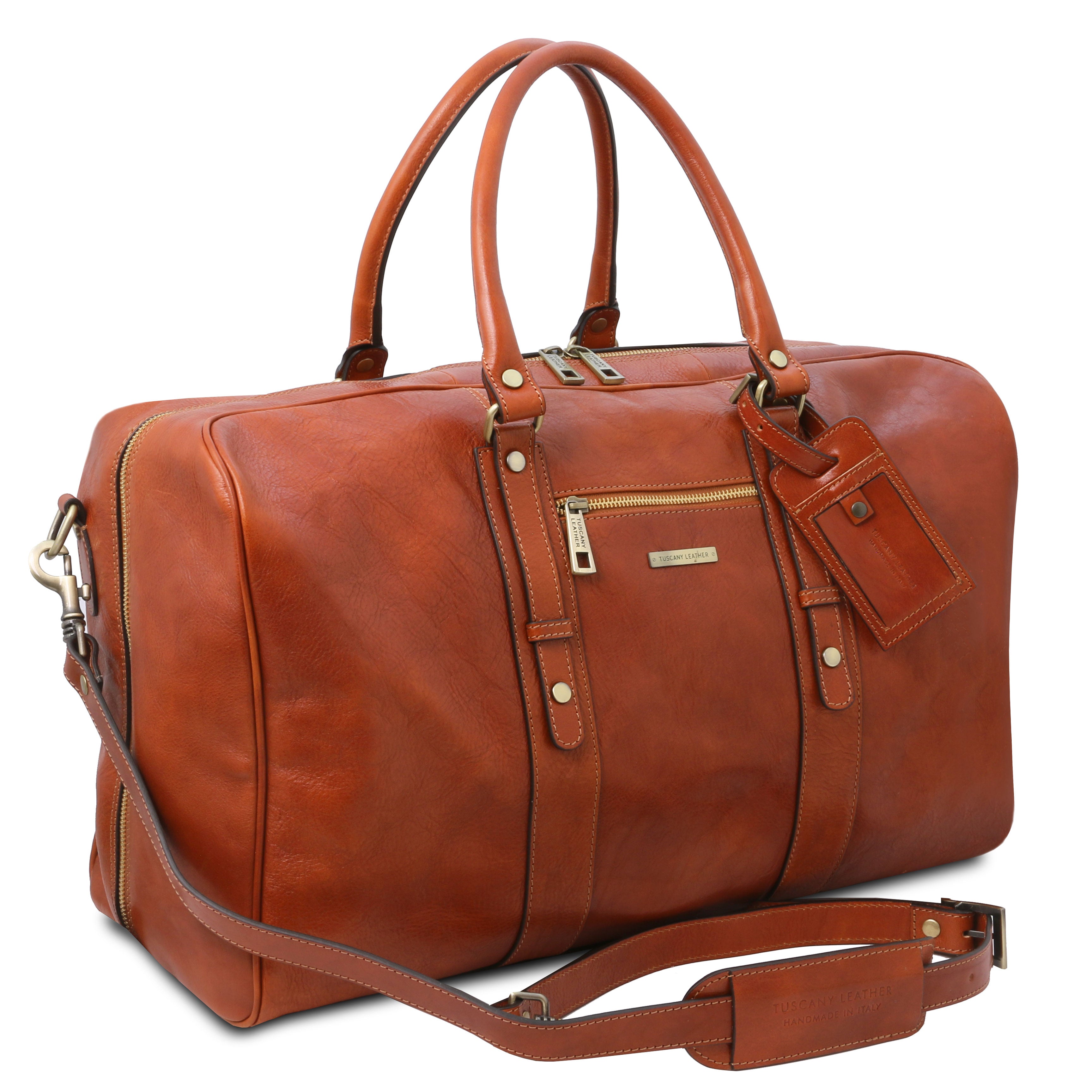 Tuscany Leather reistas TL Voyager honey zijkant/ voorkant