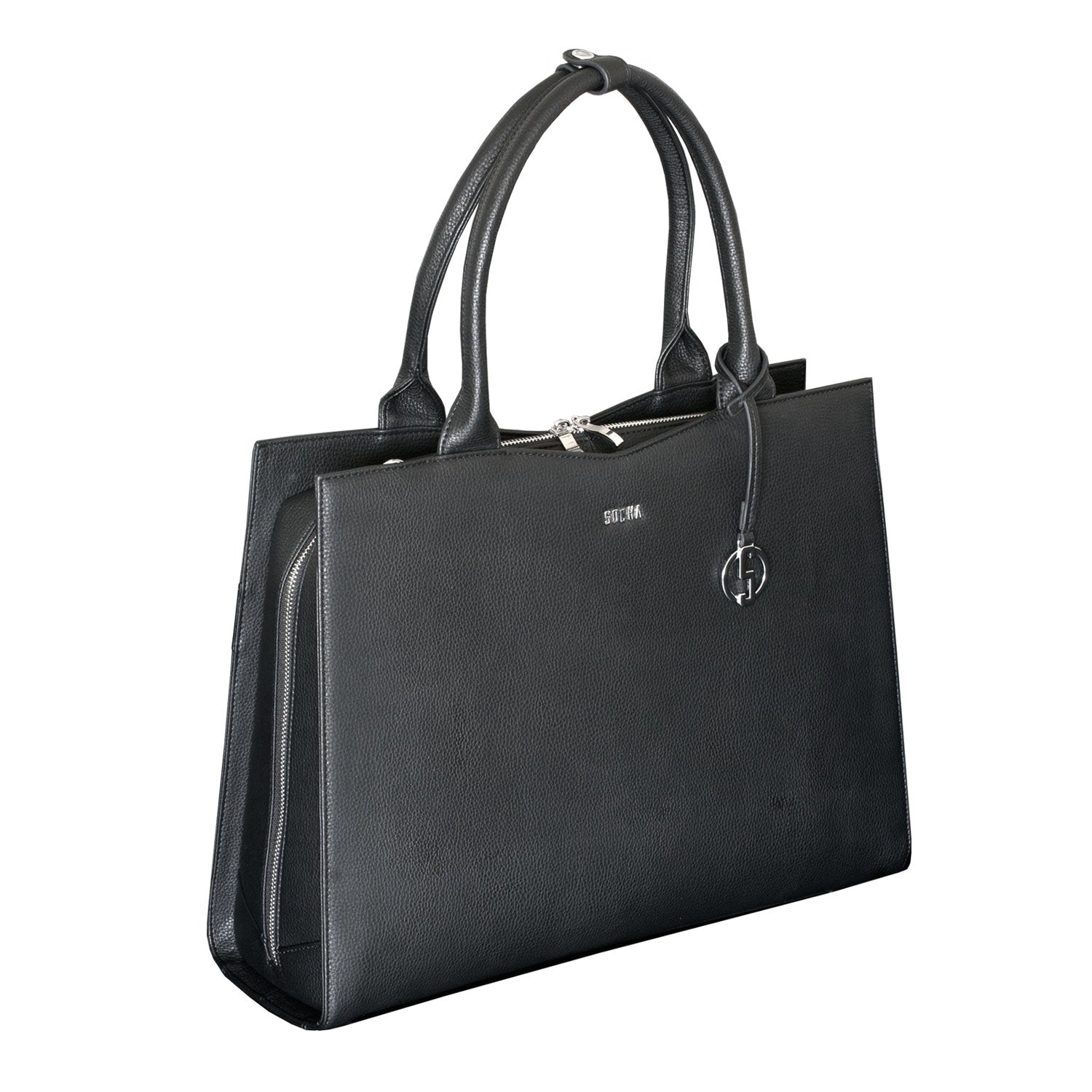 Socha straight line zwart 15.6 inch werktas voor dames voorkant en zijkant tas