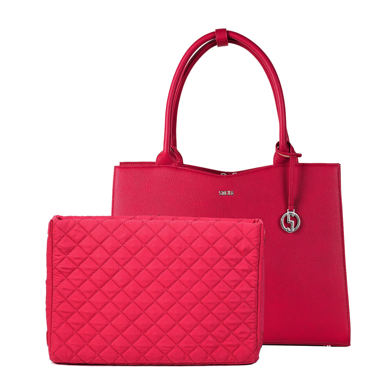 Socha cherry red midi 14 inch werktas voor dames tas met sleeve