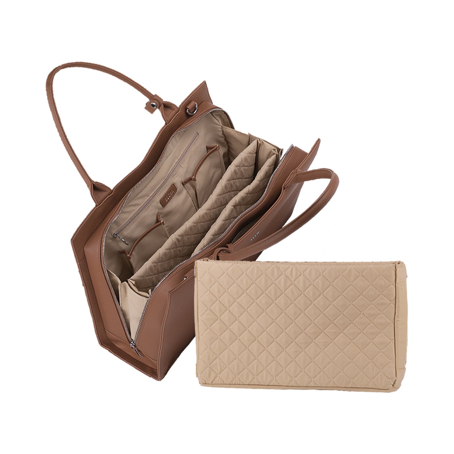Socha diamond edition cognac 14 inch werktas voor dames binnenkant tas met sleeve