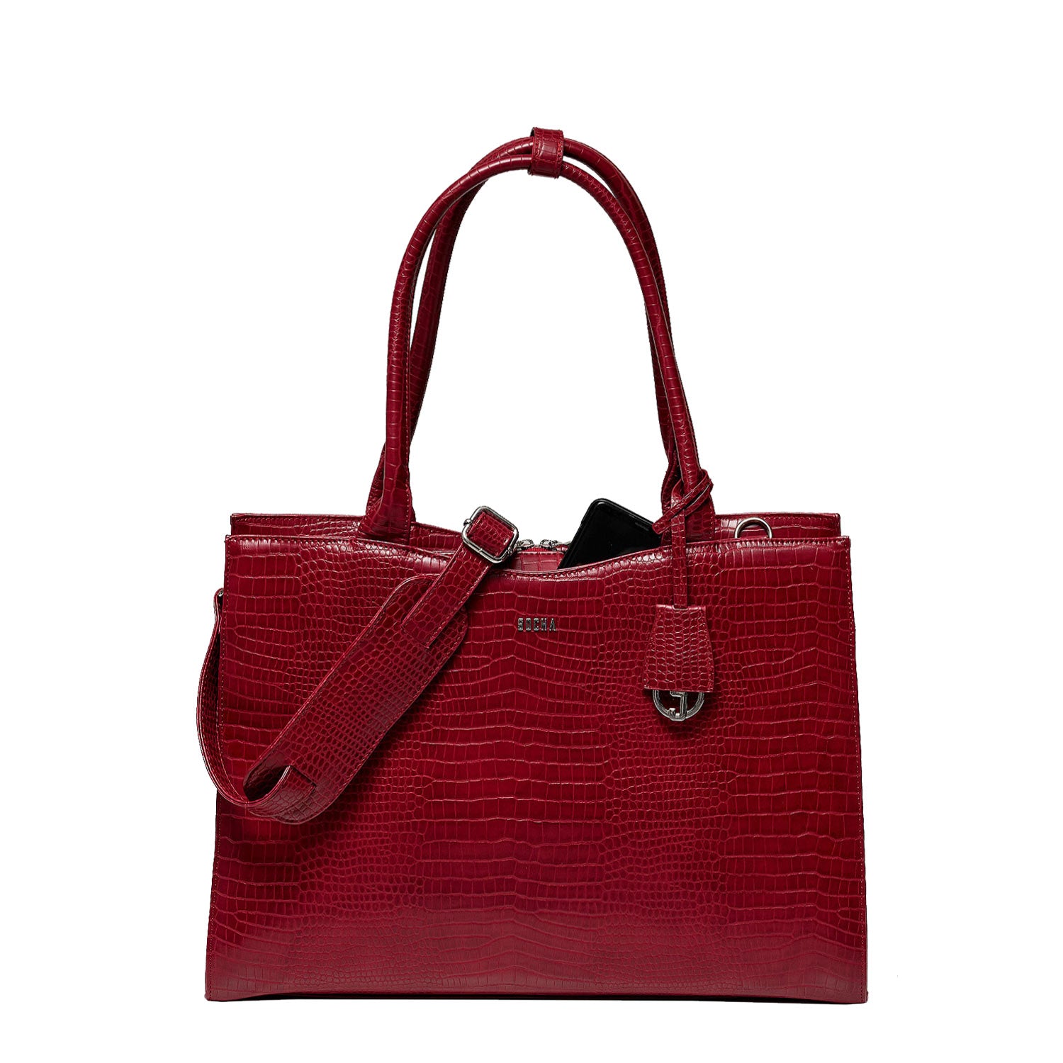 Socha laptoptas nivodur MIDI CROCO 14 inch rood  tas met schouderband