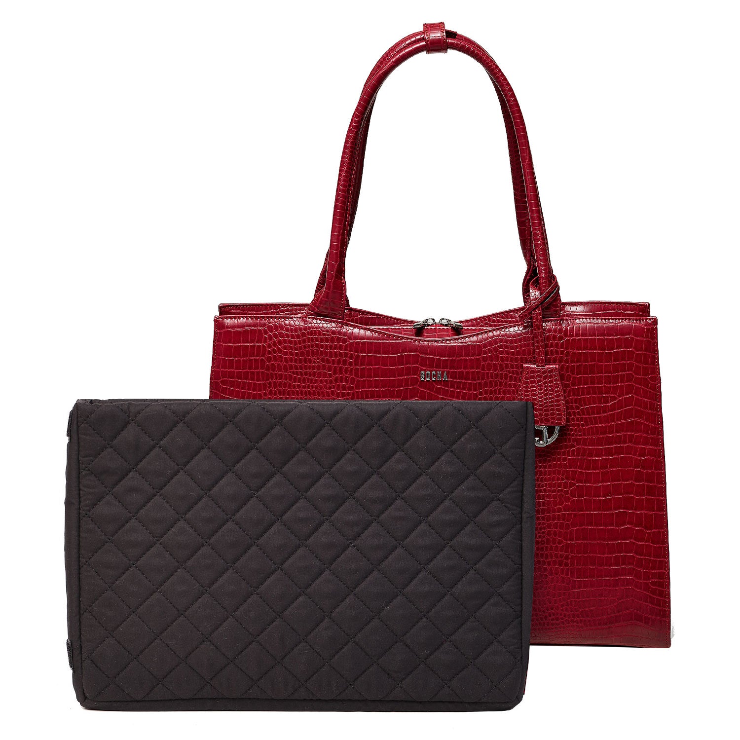 Socha laptoptas nivodur MIDI CROCO 14 inch rood  tas met sleeve