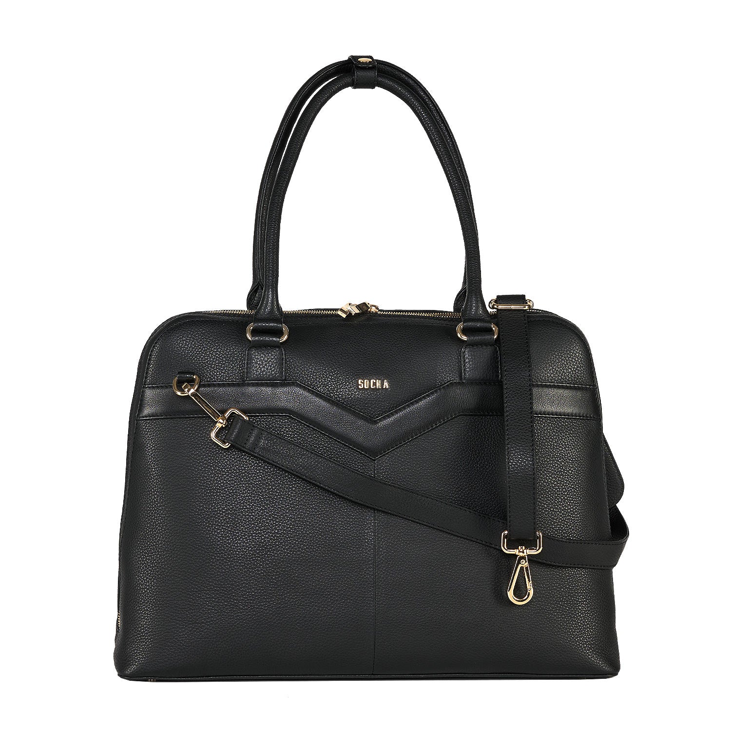 Socha laptoptas leer Diamond Couture 15.6 zwart tas met schouderband