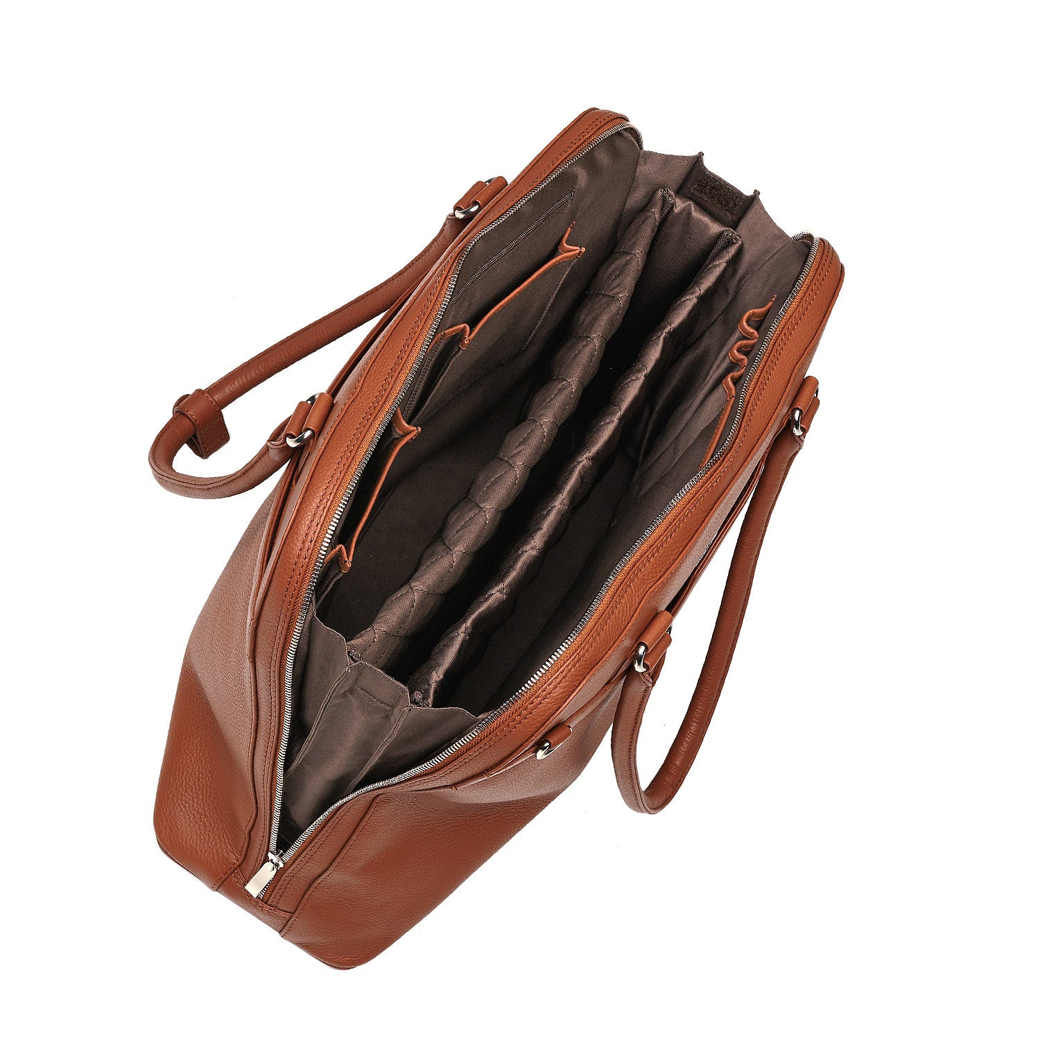 Socha laptoptas leer Diamond Couture 15.6 cognac binnenvakken tas