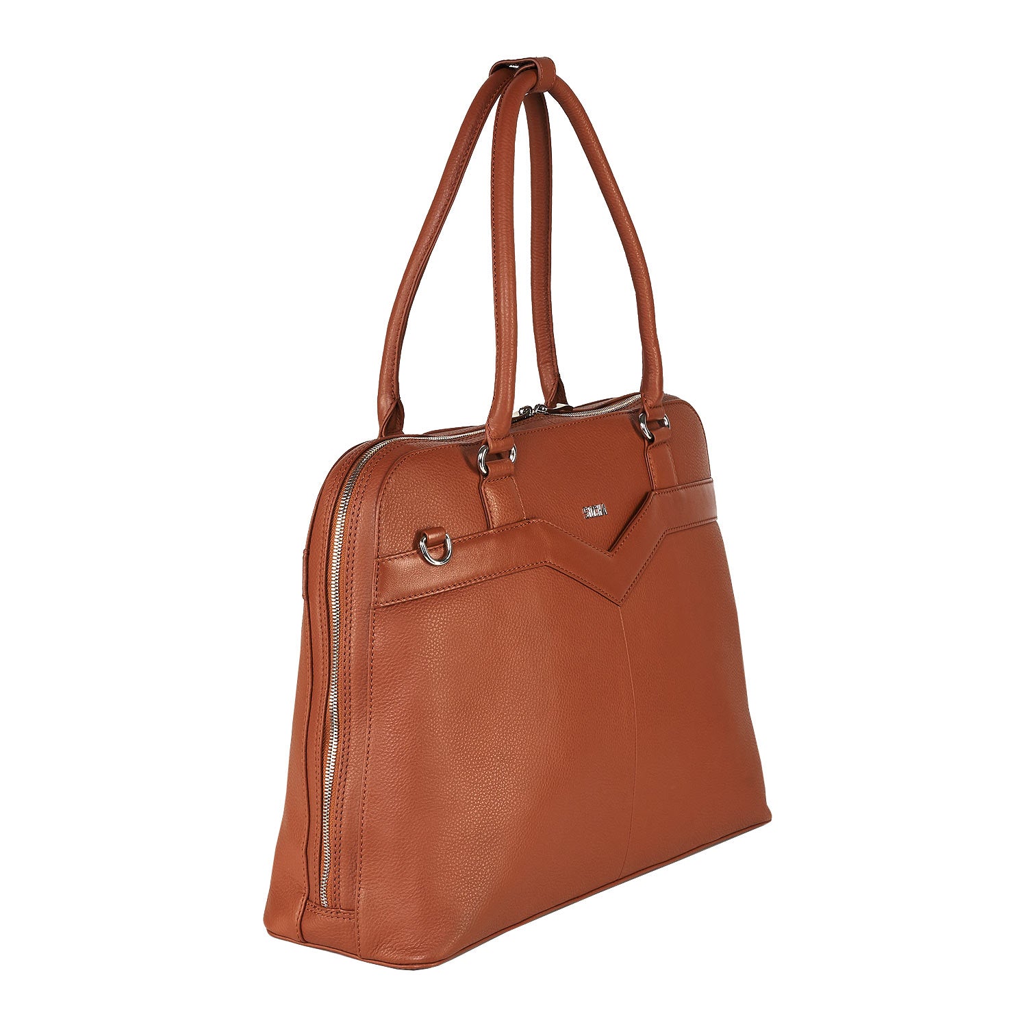 Socha laptoptas leer Diamond Couture 15.6 cognac zijkant tas