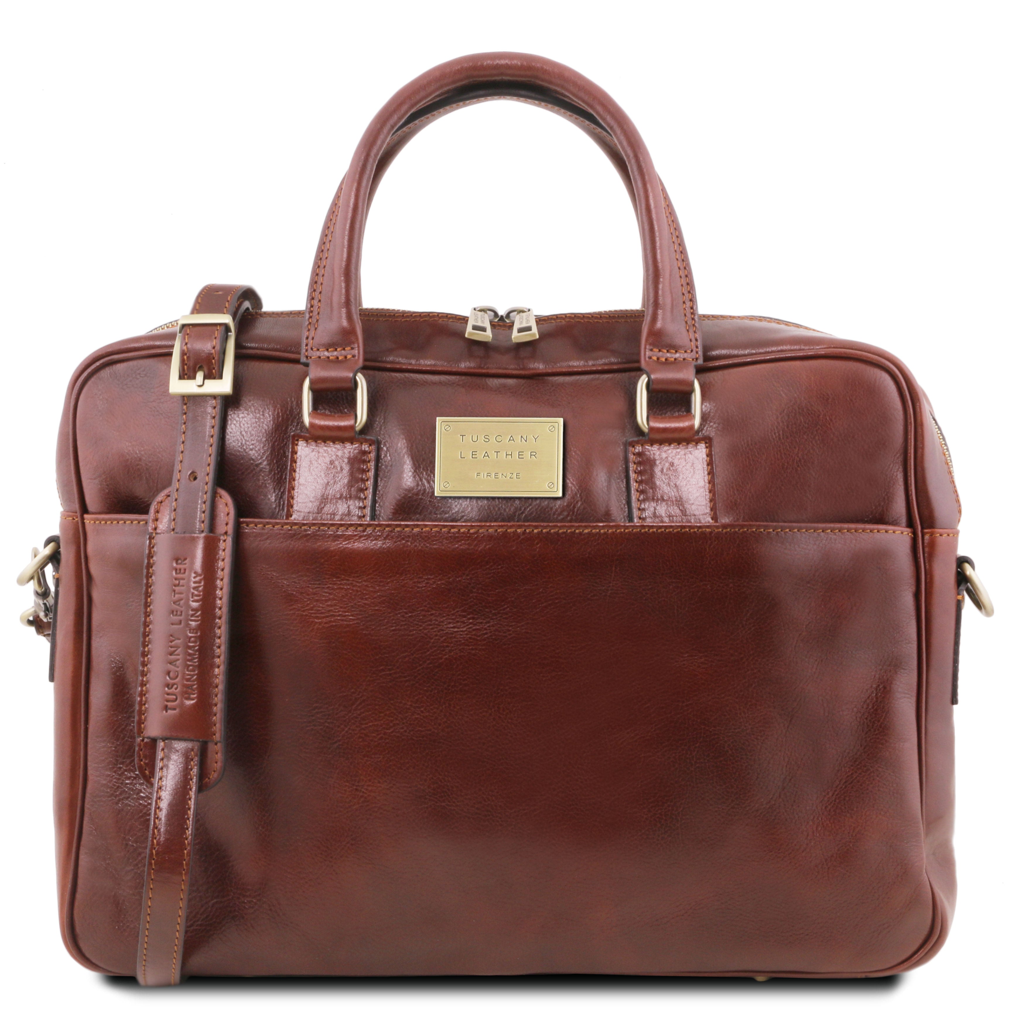 Tuscany Leather laptoptas leer Urbino TL141241 bruin