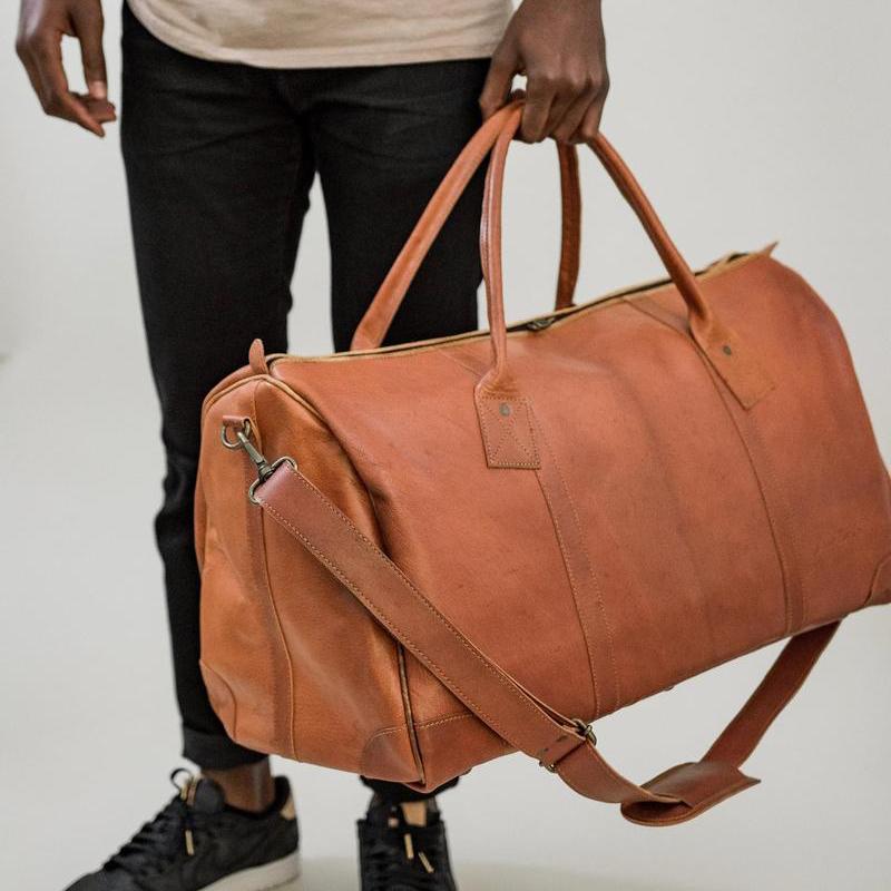 Johnny Fly Co. weekendtas Eco Leer heren bruin model
