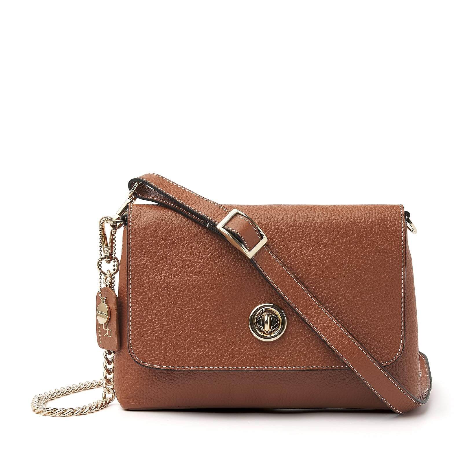dR Amsterdam leren schoudertas Mint voor dames 1103642 cognac