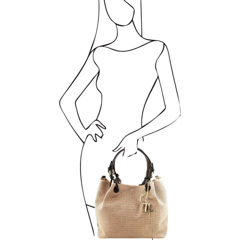 Tuscany Leather shopper leer TL KEYLUCK TL141573 beige paspop
