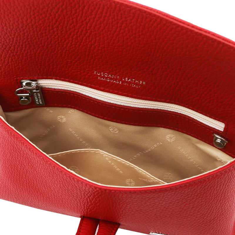 Tuscany Leather TL Bag leren dames clutch voorkant tas rood binnenkant