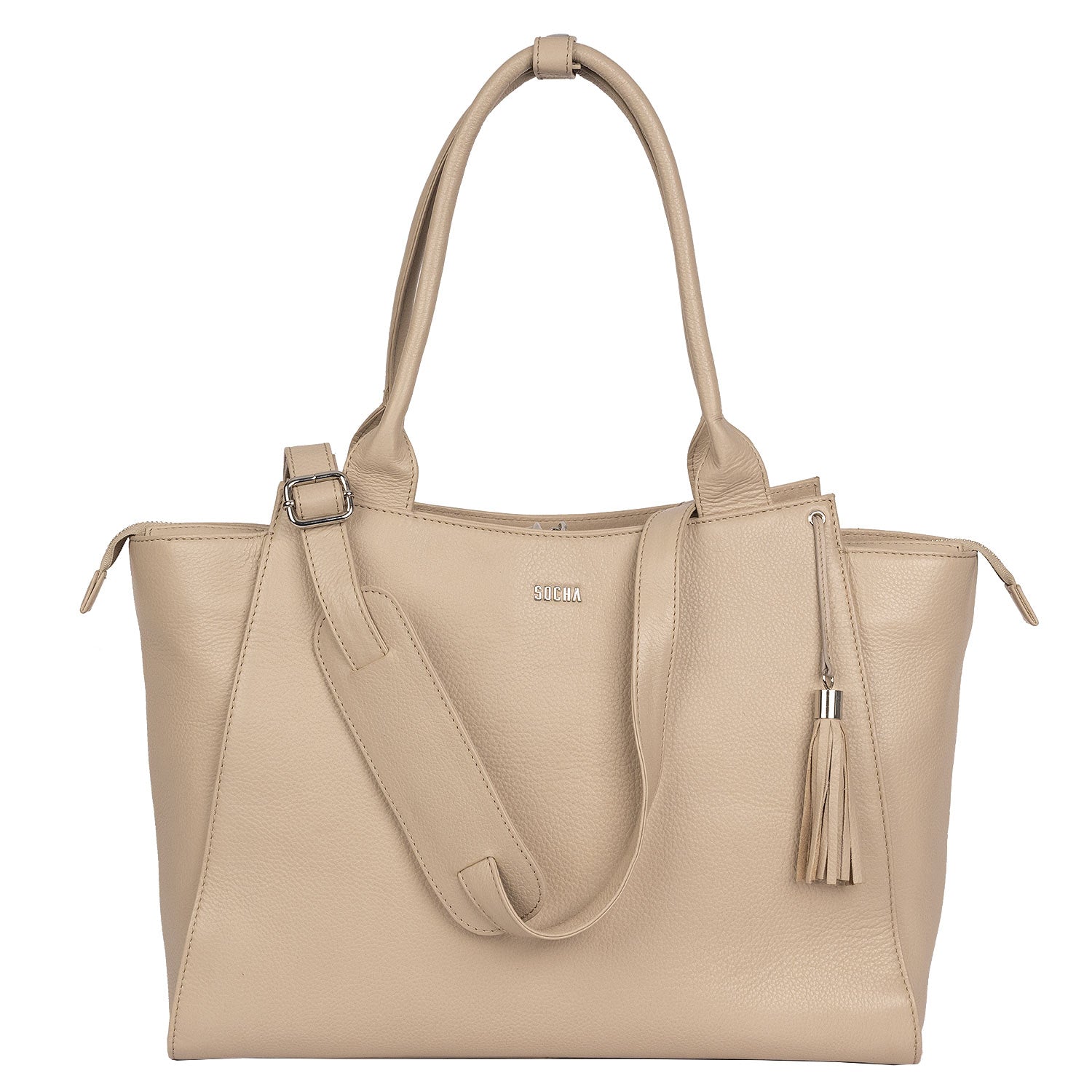 Socha laptoptas leer Diamond Caddy Vanilla 15″-17.3 inch SO-D32 beige schouderband