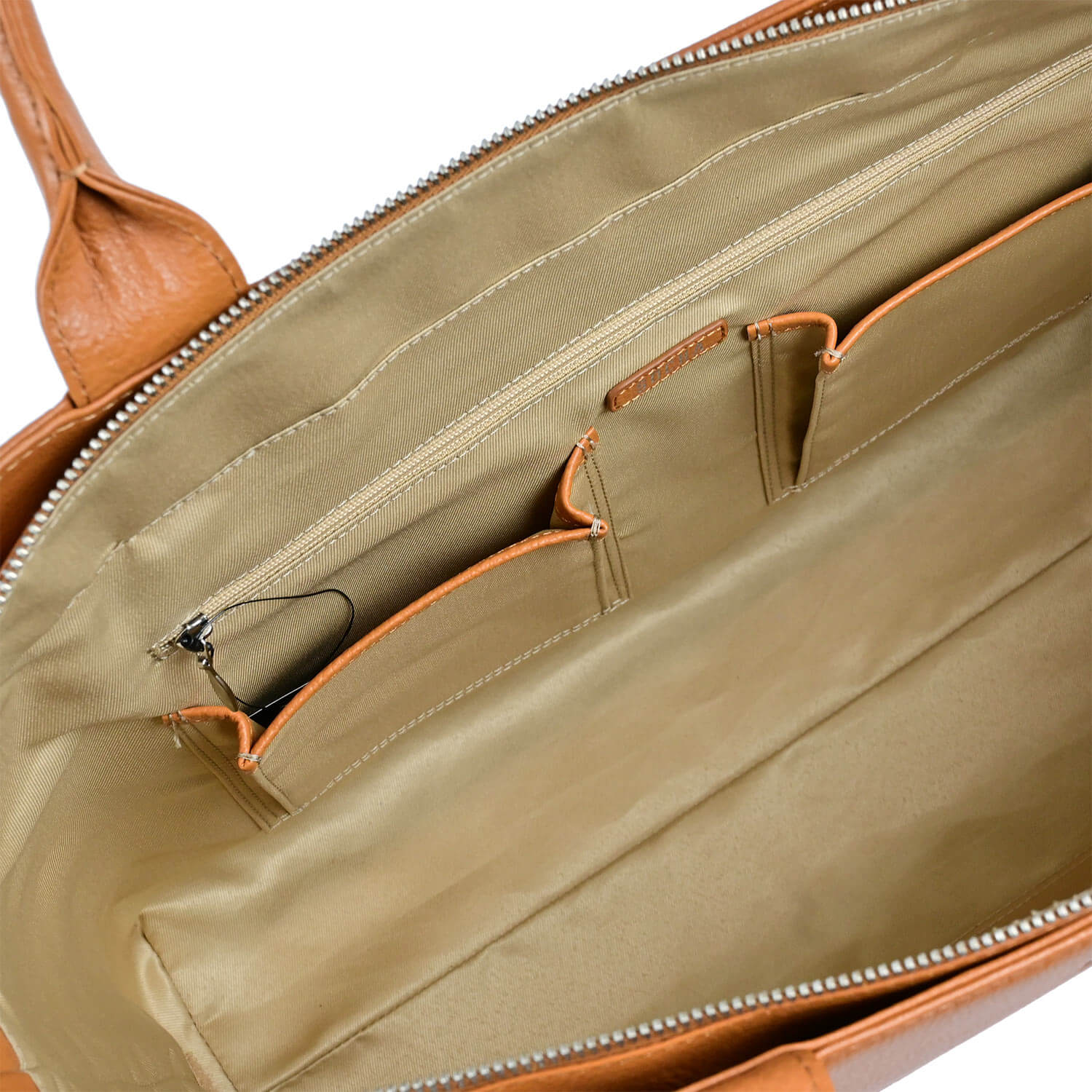 Socha Laptoptas Diamond Caddy voor dames 15″ – 17.3″ SO-D23 Cognac binnenkant