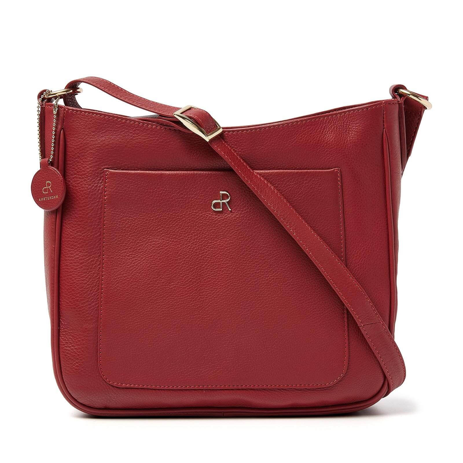 dR Amsterdam leren crossbody tas Faggio voor dames 903709 rood