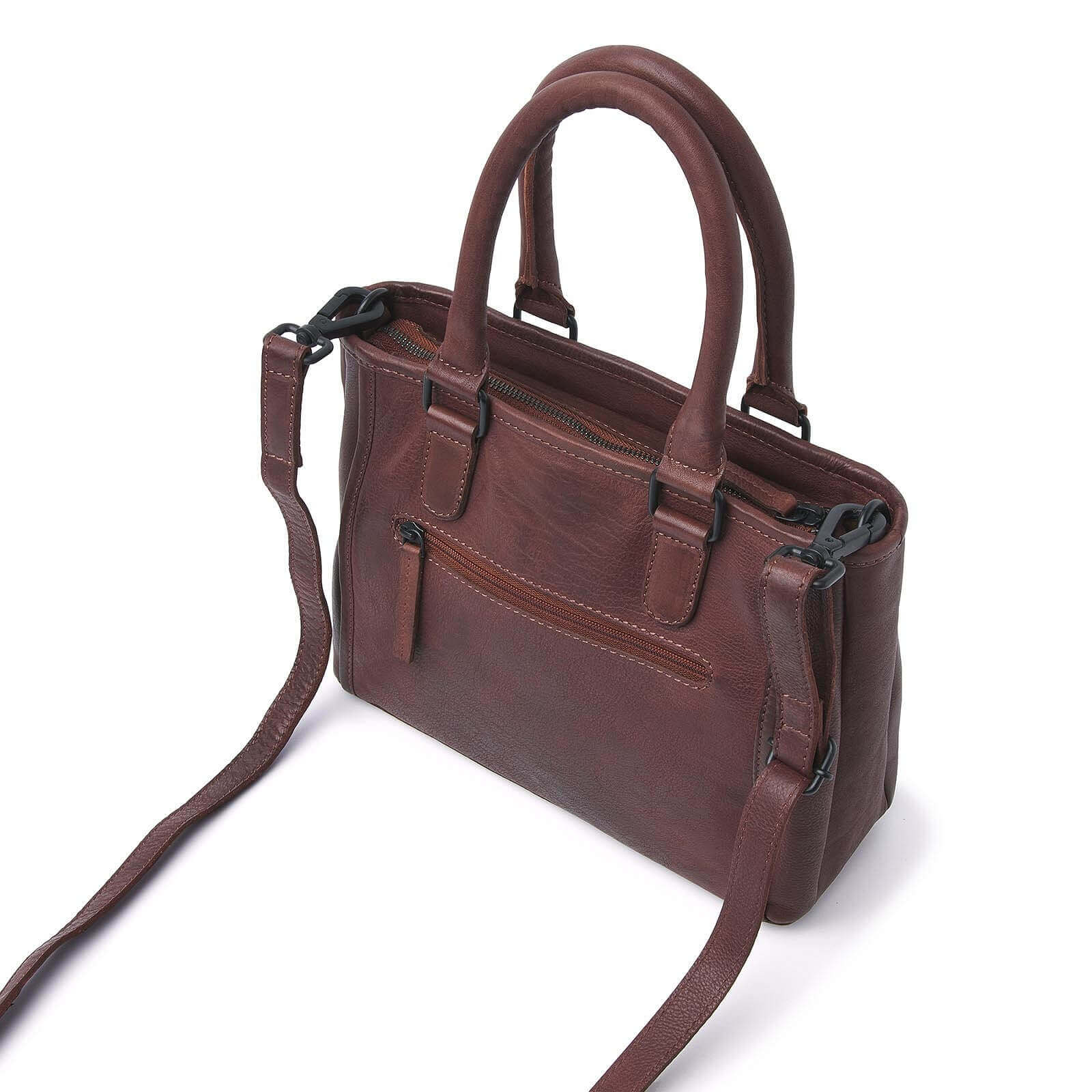 dR Amsterdam leren handtas Tampa voor dames 933670 bruin achterkant tas