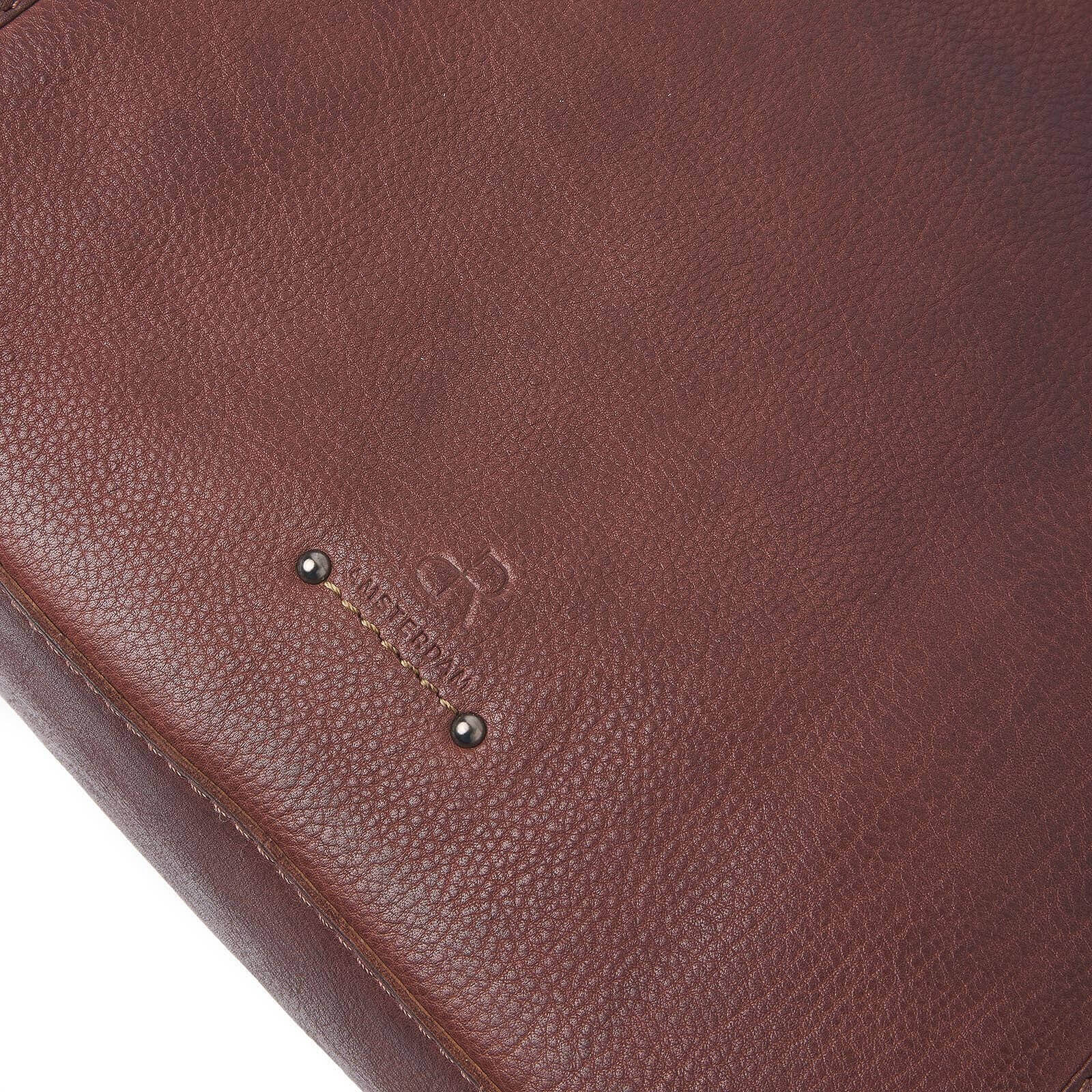 dR Amsterdam leren handtas Tampa voor dames 933670 bruin logo tas