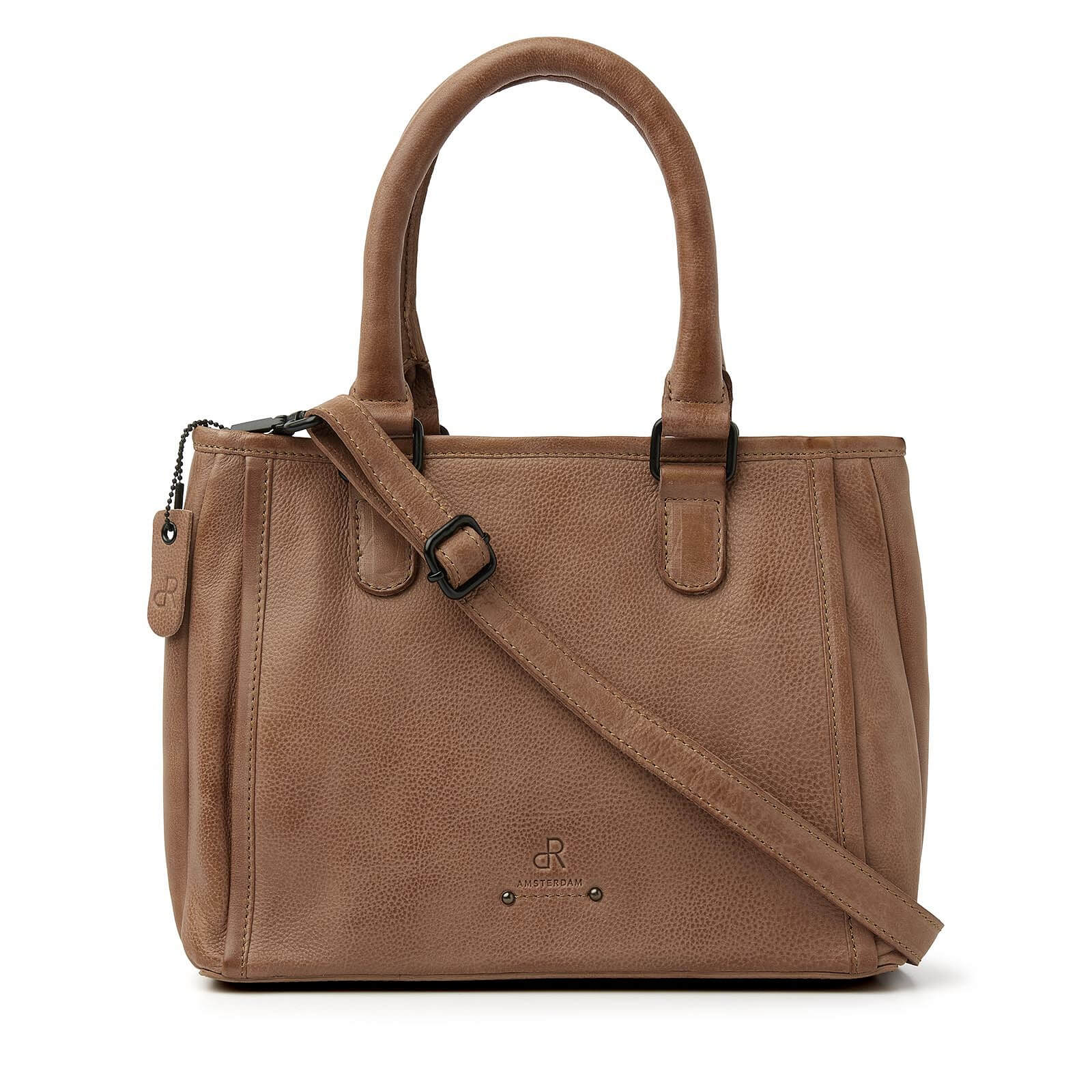 dR Amsterdam leren handtas Tampa voor dames 933670 taupe