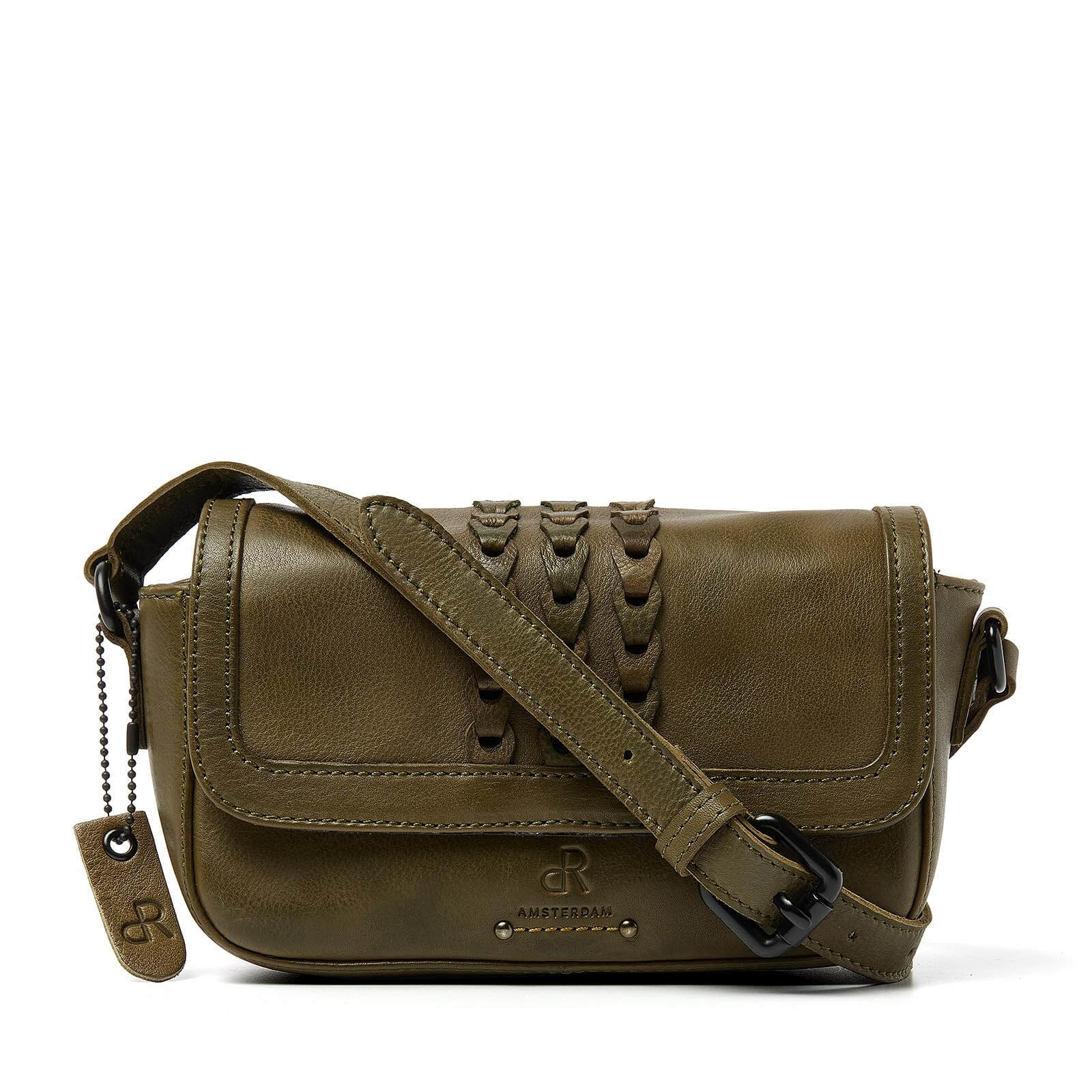 dR Amsterdam leren crossbody tas Tampa voor dames 933718 groen